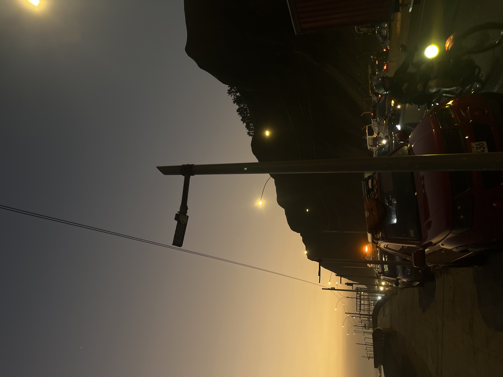 Dusk settles over Miraflores coastline, Lima