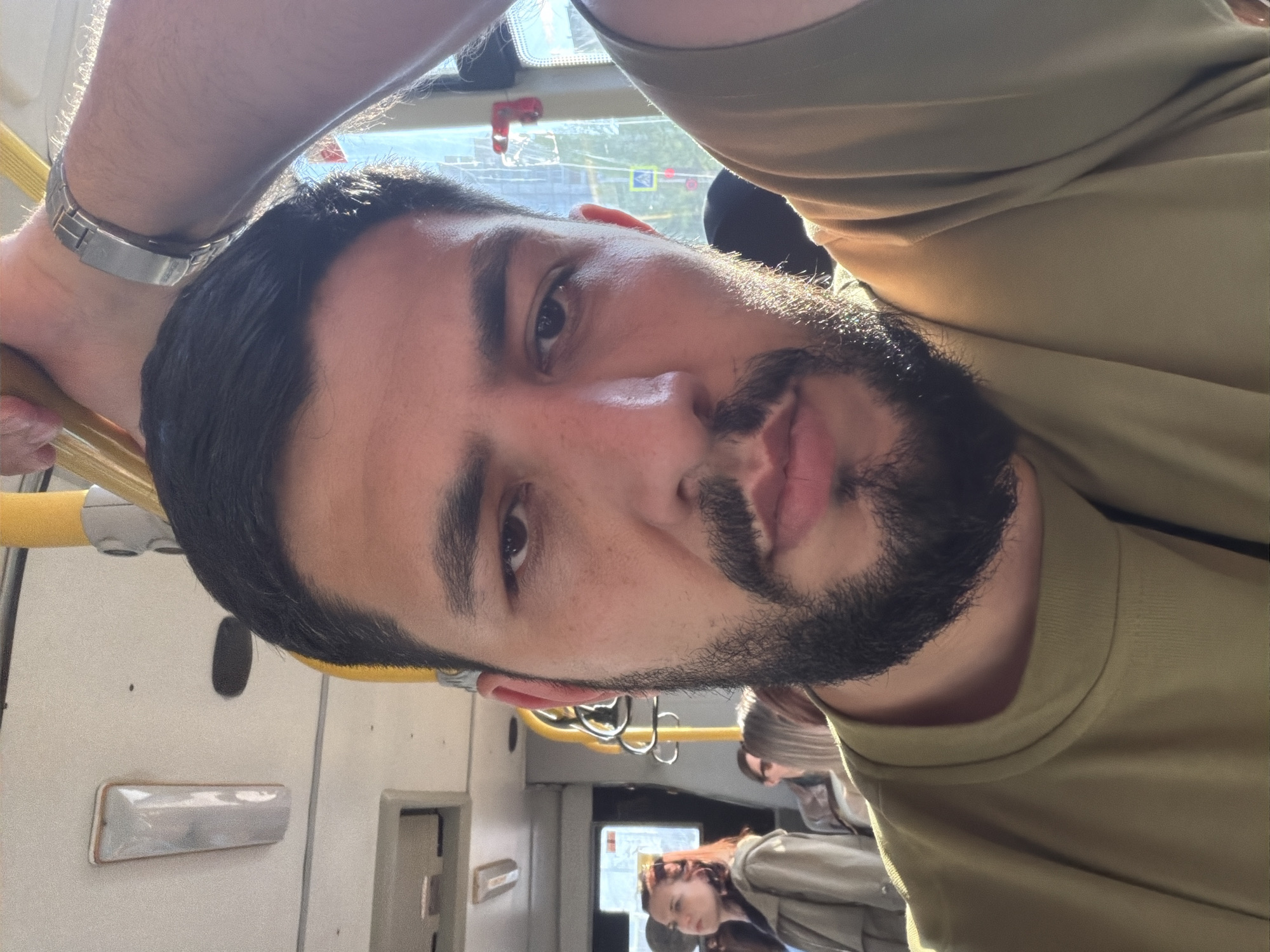 Man takes selfie on public bus in Krasnoyarsk