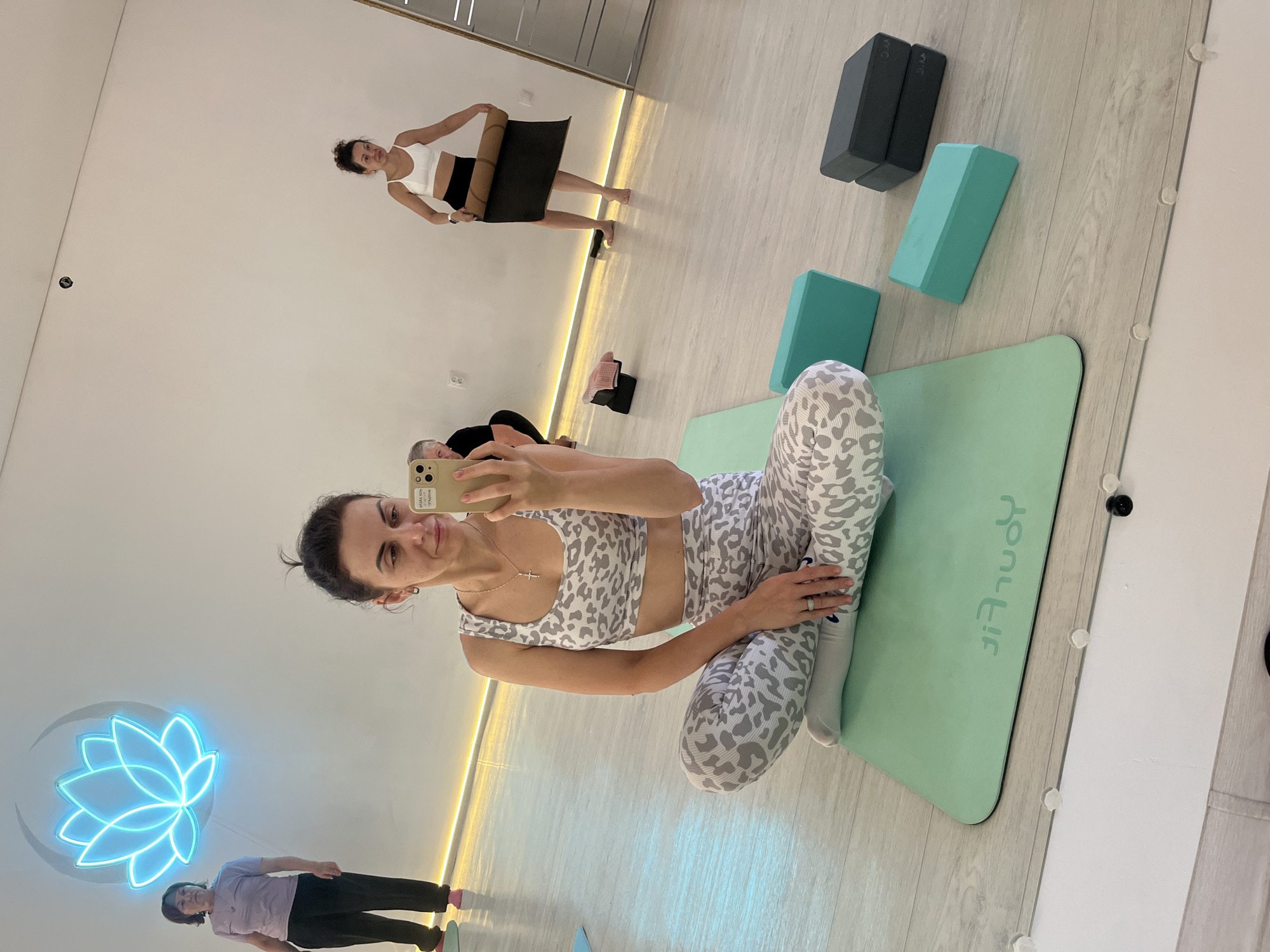 Yoga studio selfie session in Aksu, Kazakhstan