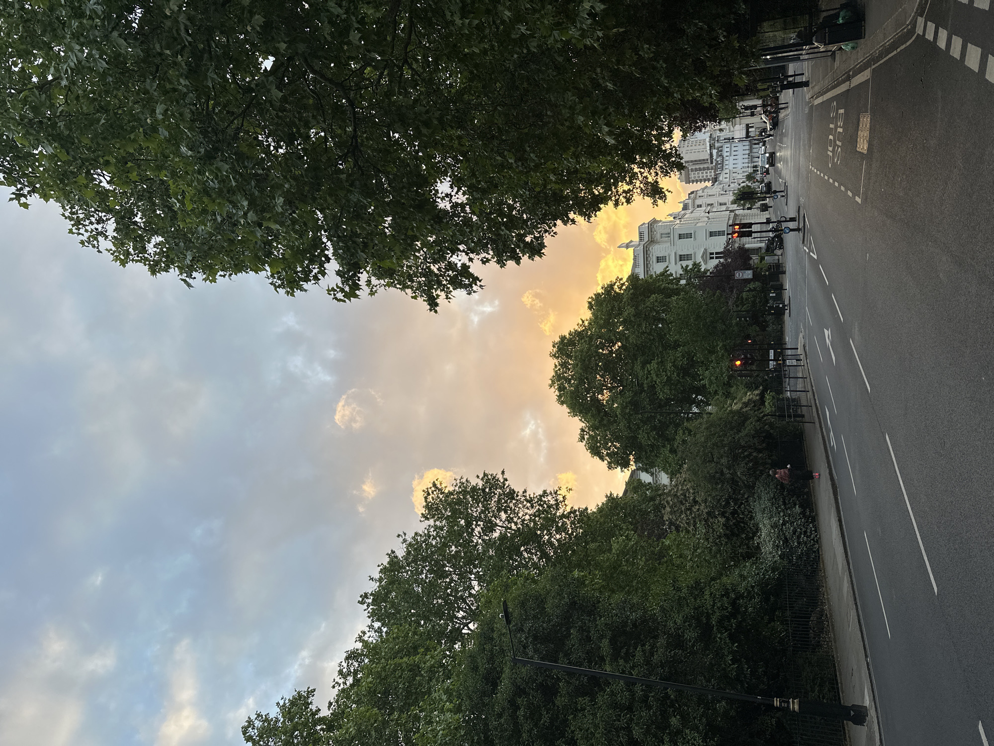 London street captured during golden hour evening light