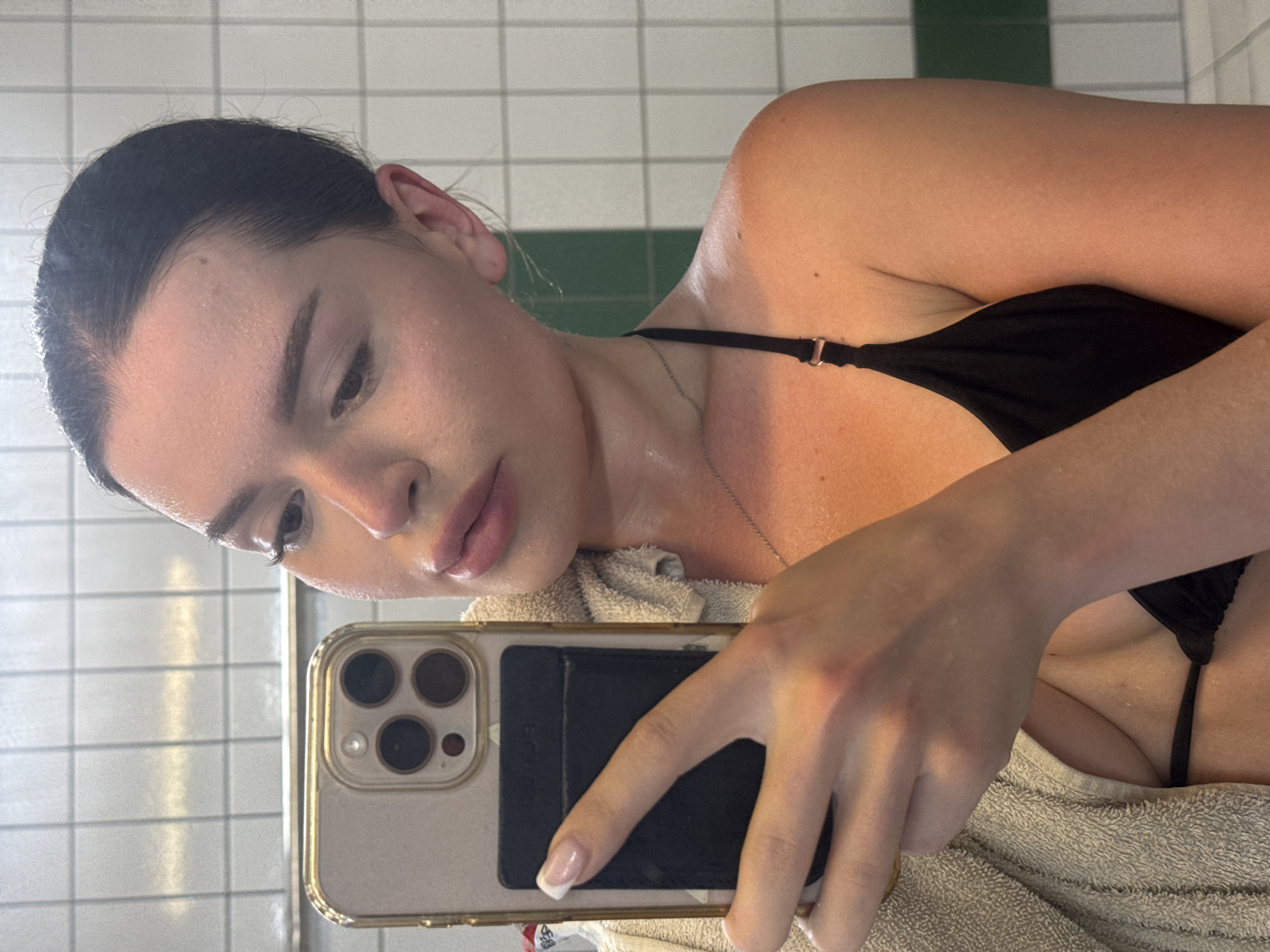 Bathroom selfies in Prague before a swim or beach outing
