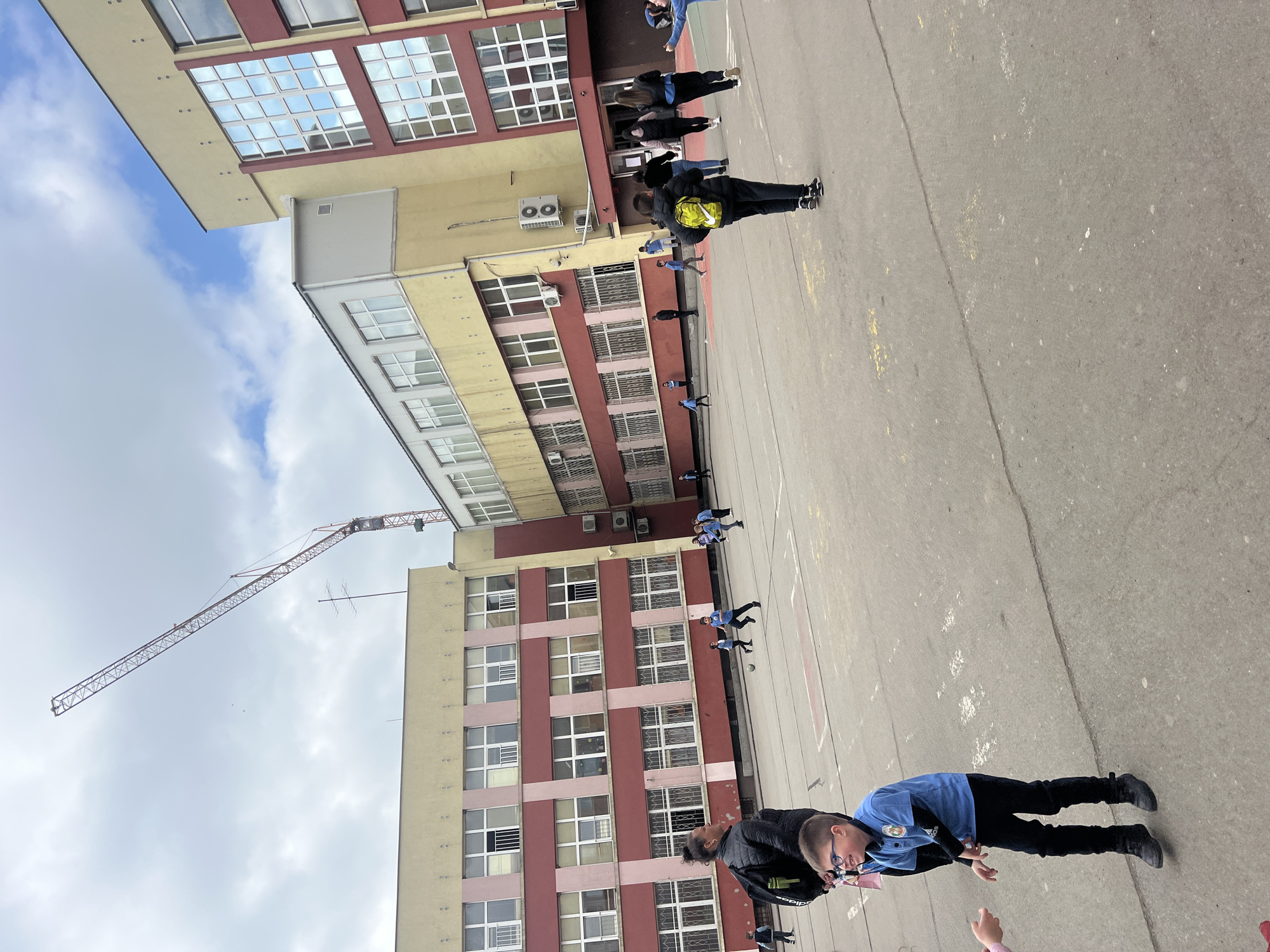 School scenes captured in Ruse, Bulgaria showing classroom and yard