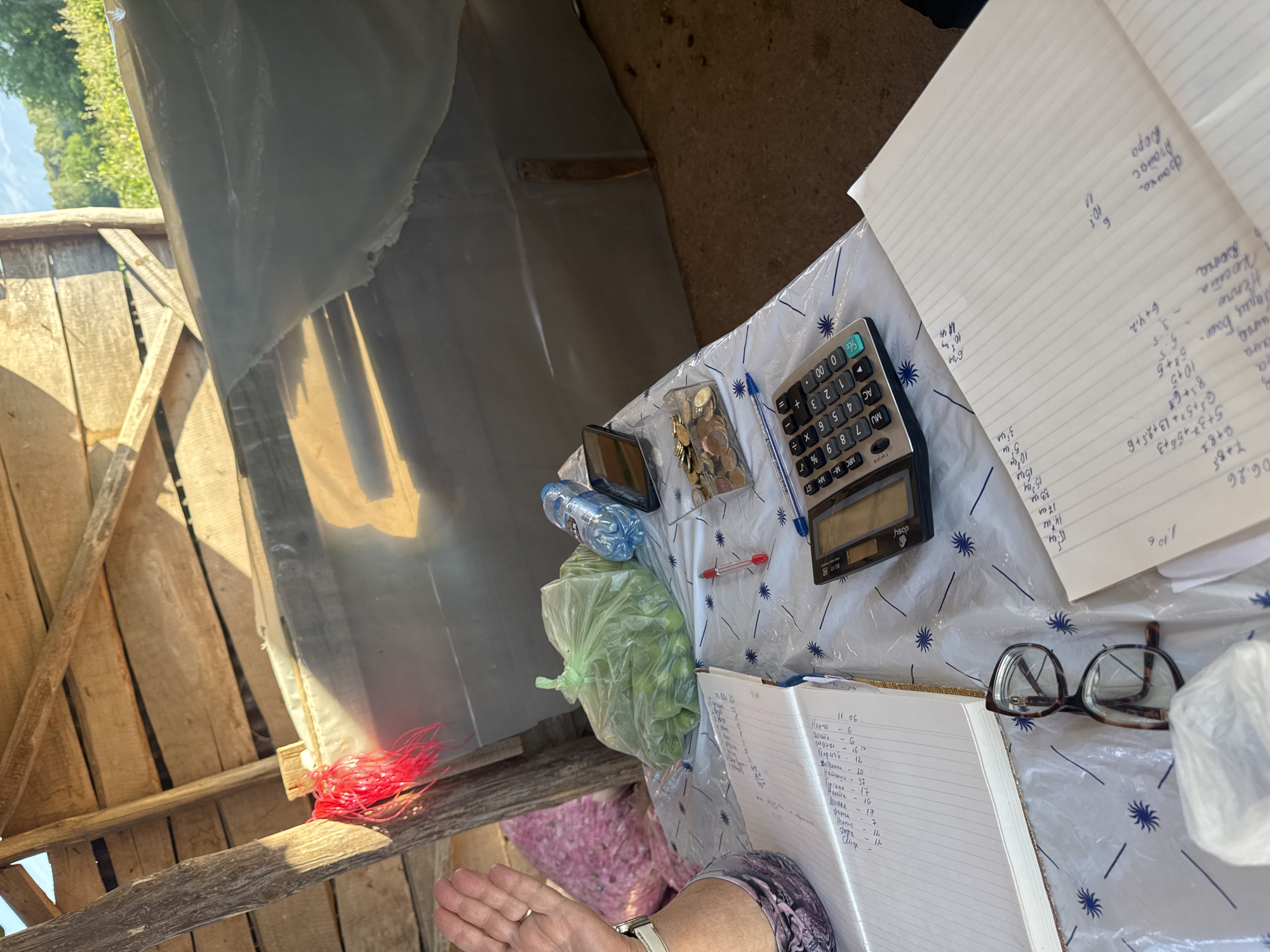 Table with calculator, notebook documented in Prolom, Bulgaria