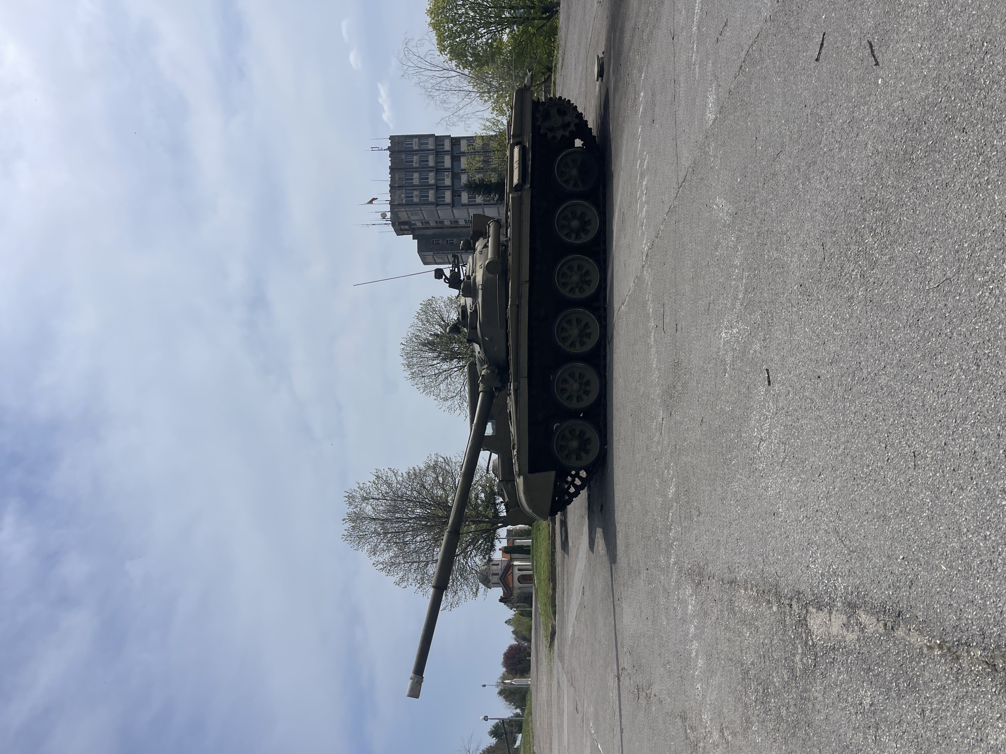 Military tanks displayed in Veliko Tarnovo, Bulgaria draw visitors