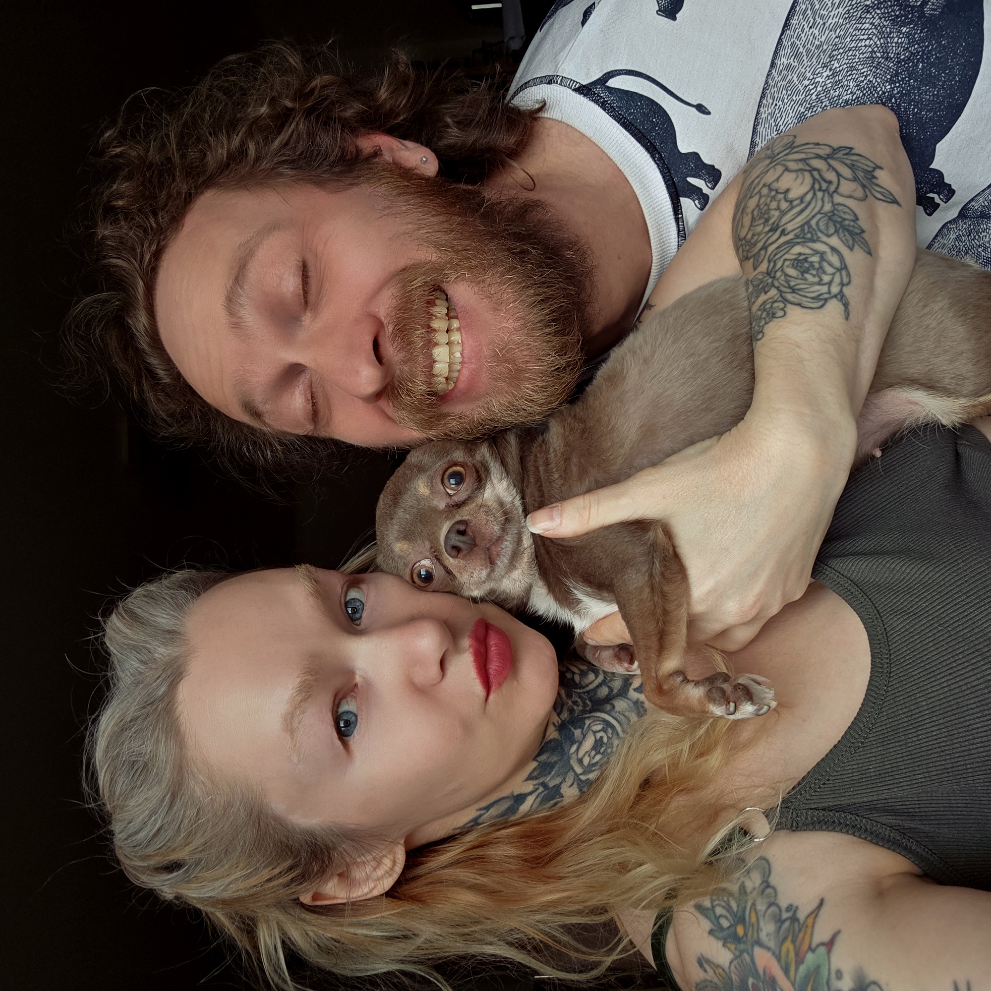 Casual moments with couple, dog, and cafe captured in Saint Petersburg