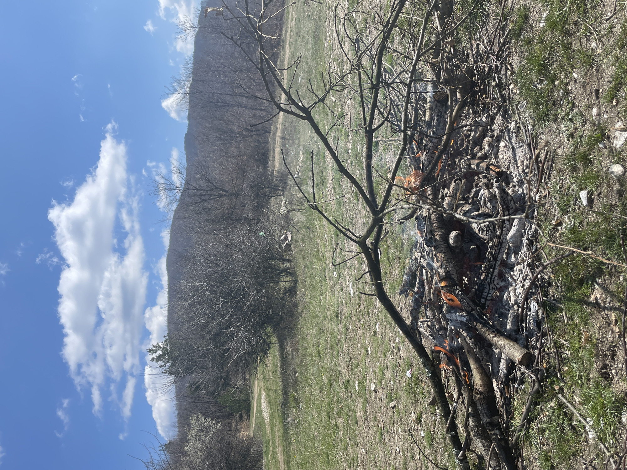 Outdoor bonfire documented in rural Ihtiman, Bulgaria