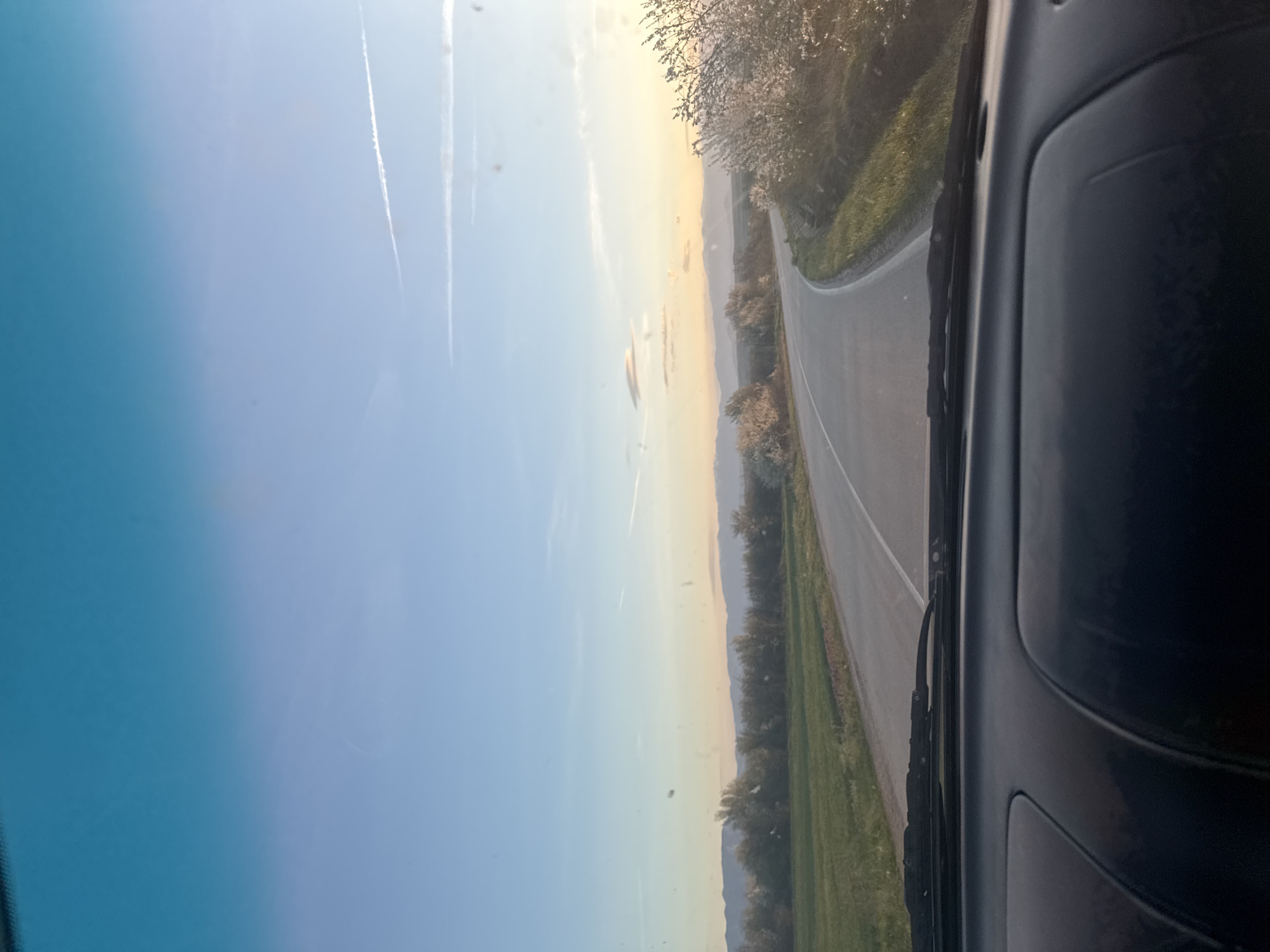 Vehicle interior view captured on Bulgarian road near Dobrusha