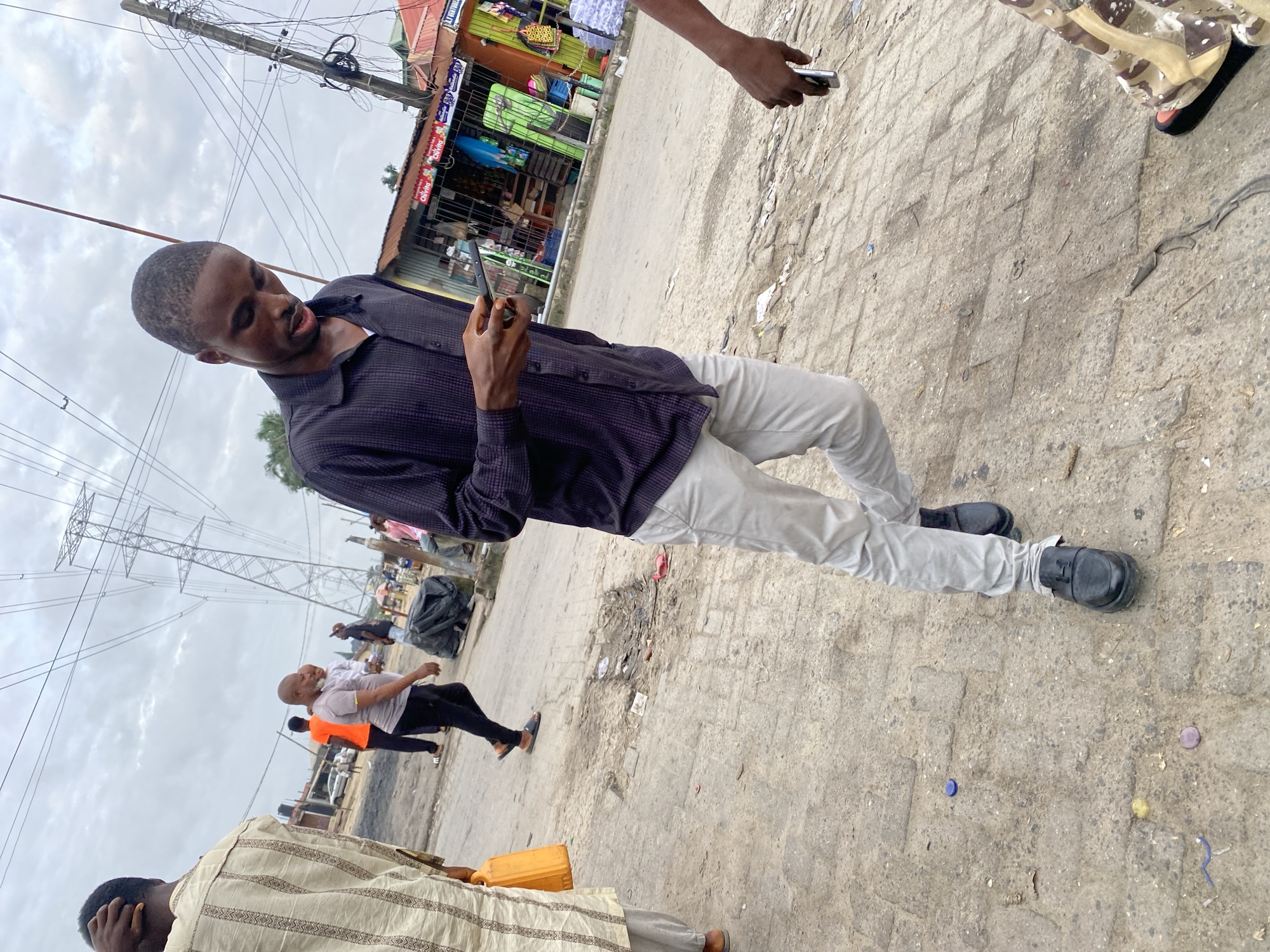 Morning activity on a busy urban market street