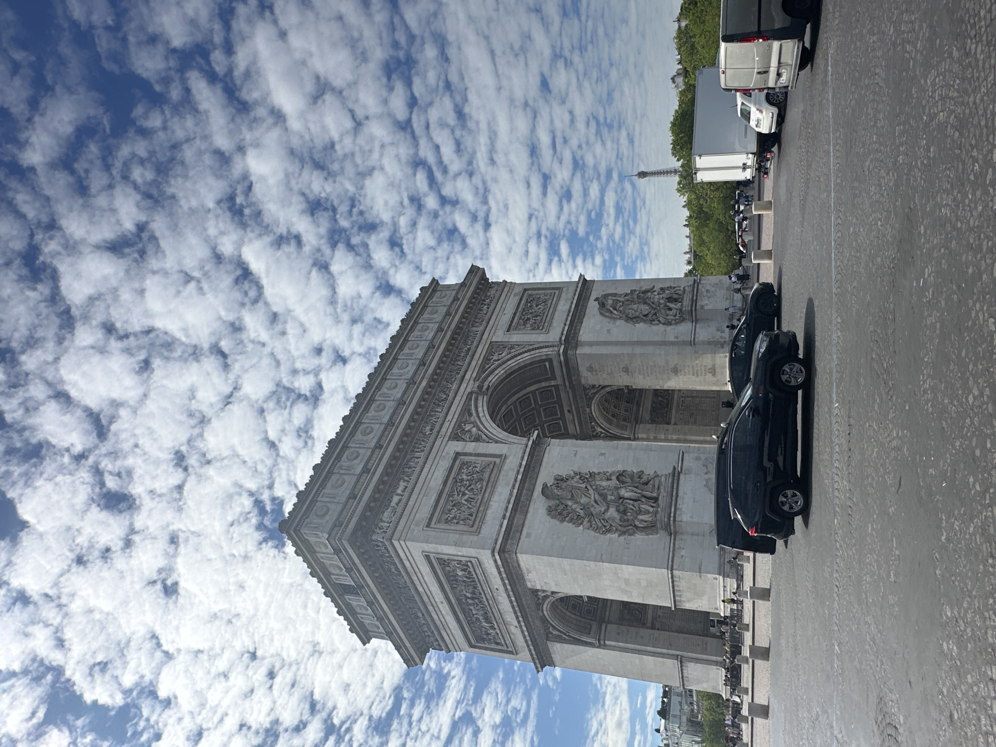 Arc de Triomphe on a cloudy June morning in Paris