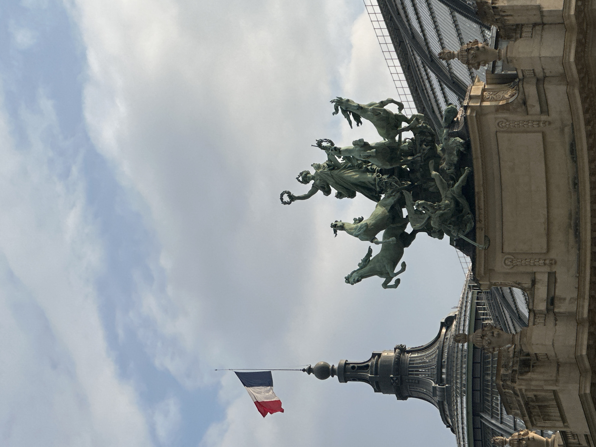 Bronze chariot sculpture photographed at Paris landmark