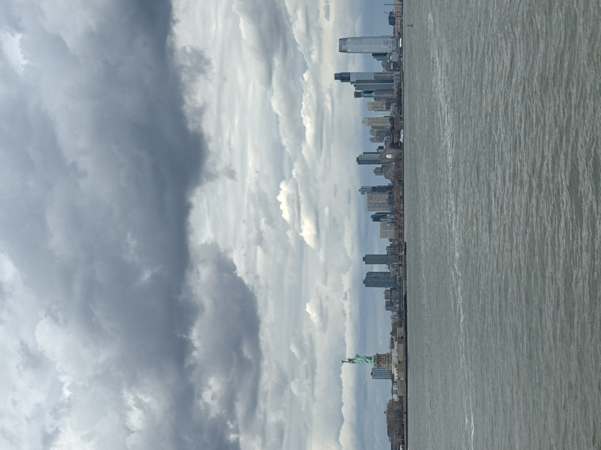 NYC skyline viewed from Jersey City with Statue of Liberty