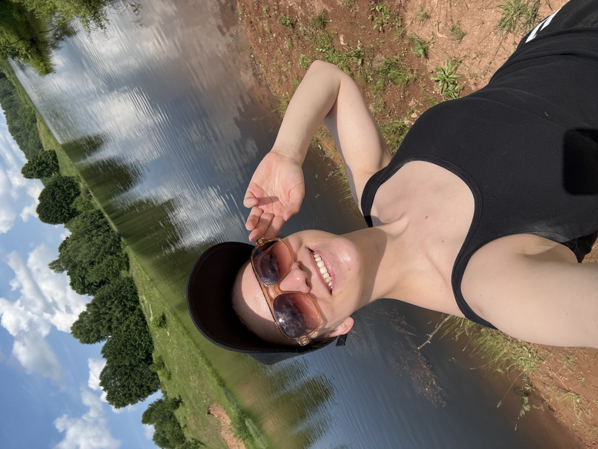 Lake swimming and selfies in Zasechnyi, Russia