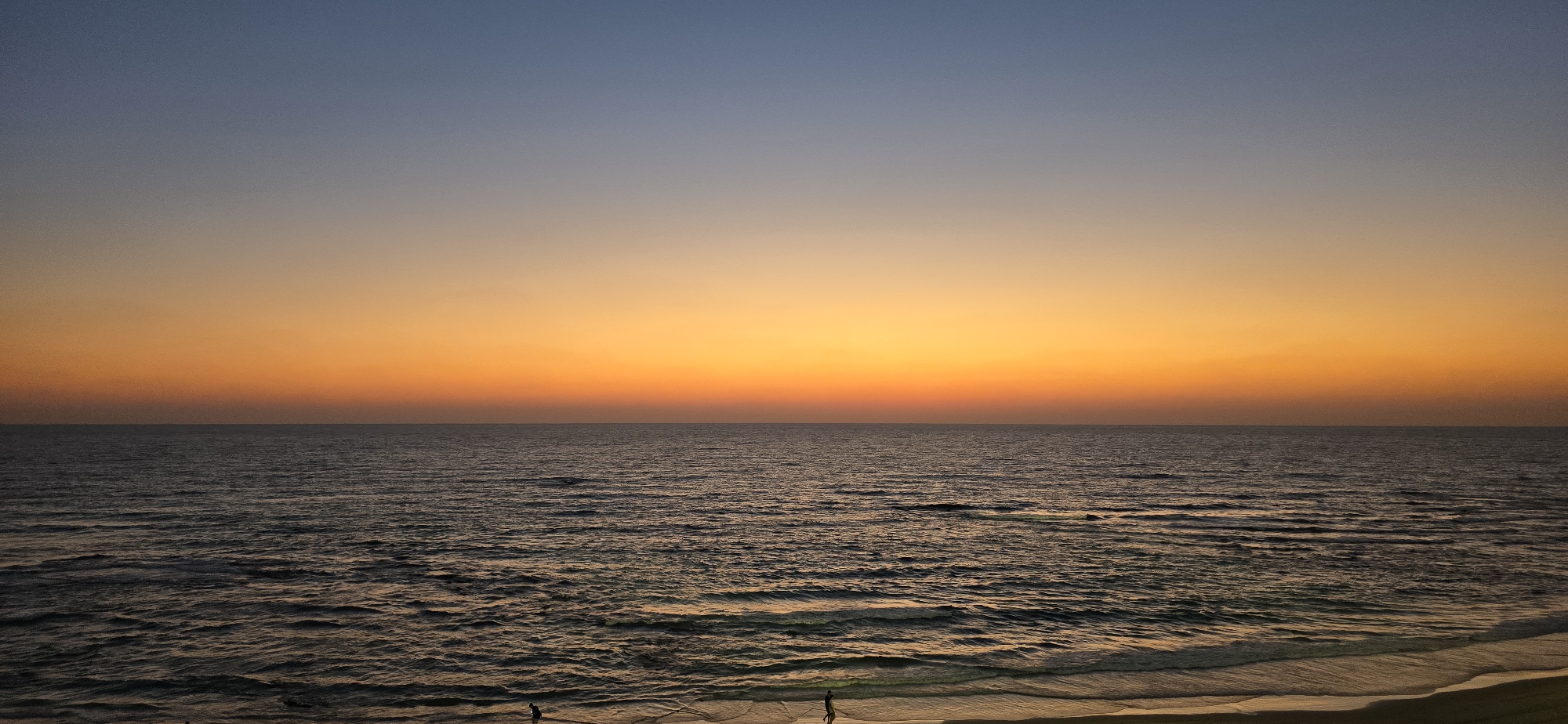 Sunset over the Mediterranean coast in Bat Yam