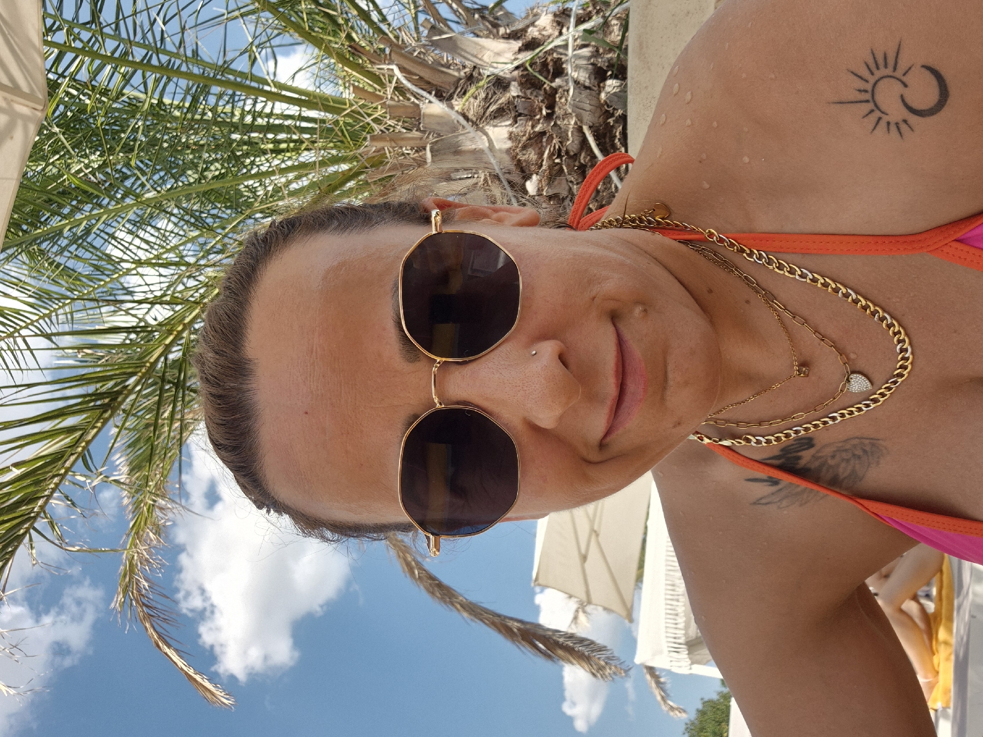 Poolside selfie on a sunny day
