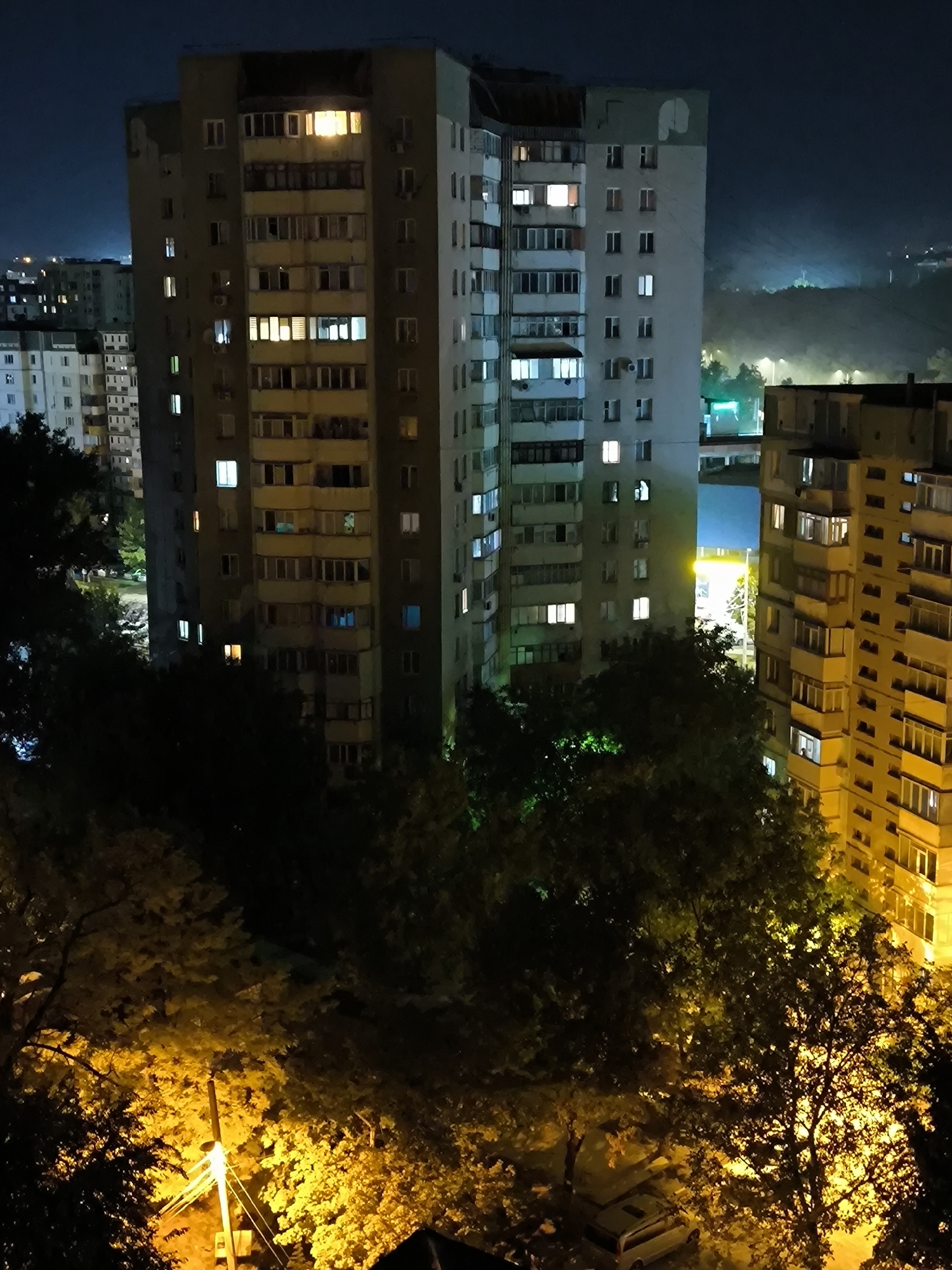 Summer night across Chișinău's residential blocks and rooftops