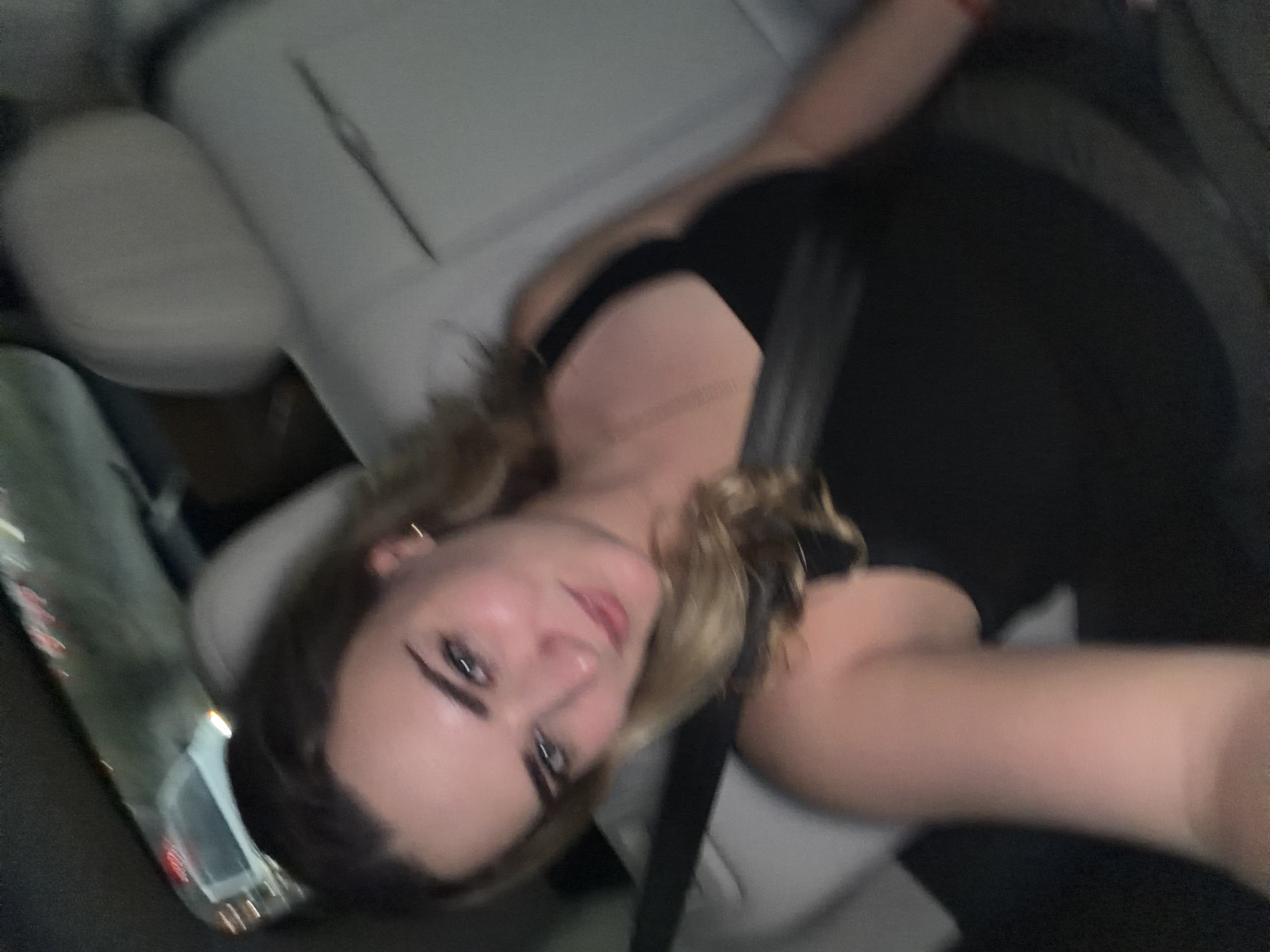 Woman photographed inside vehicle in Tlaxcalancingo, Mexico