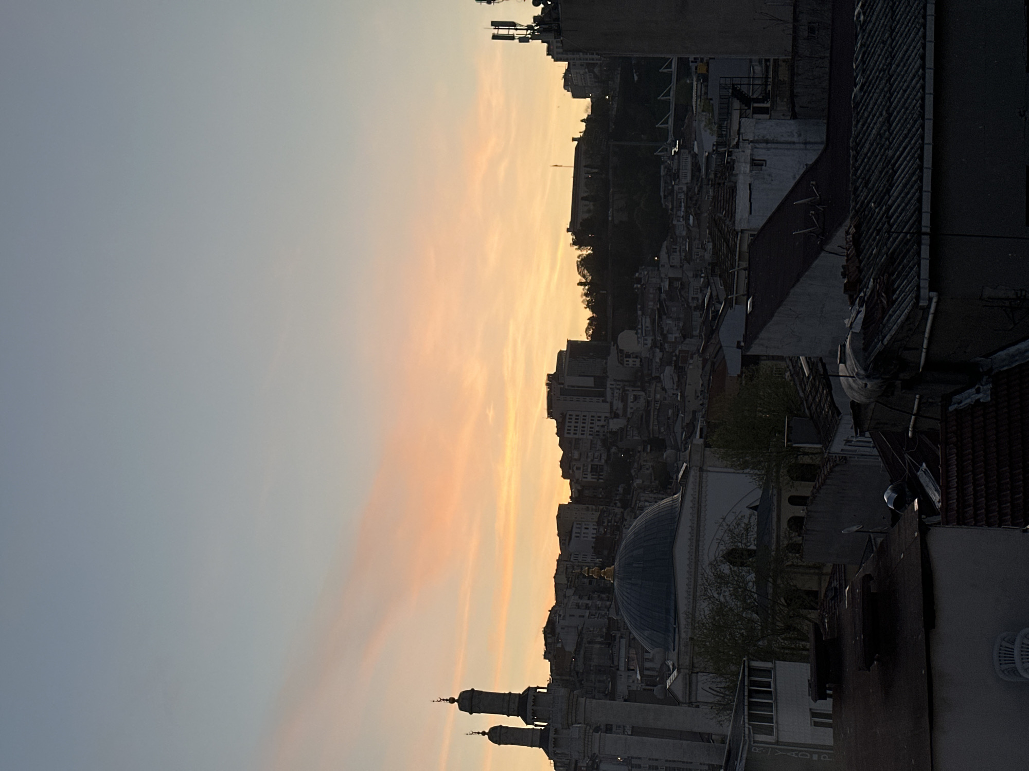 Dawn cityscape captured from Beyoğlu rooftop in Istanbul