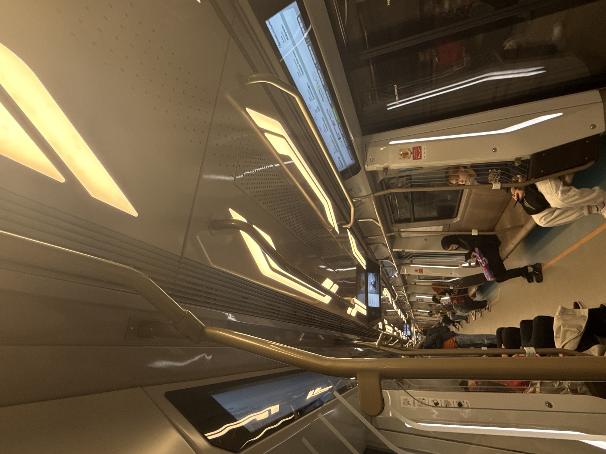 Evening commute captured on modern Moscow Metro train
