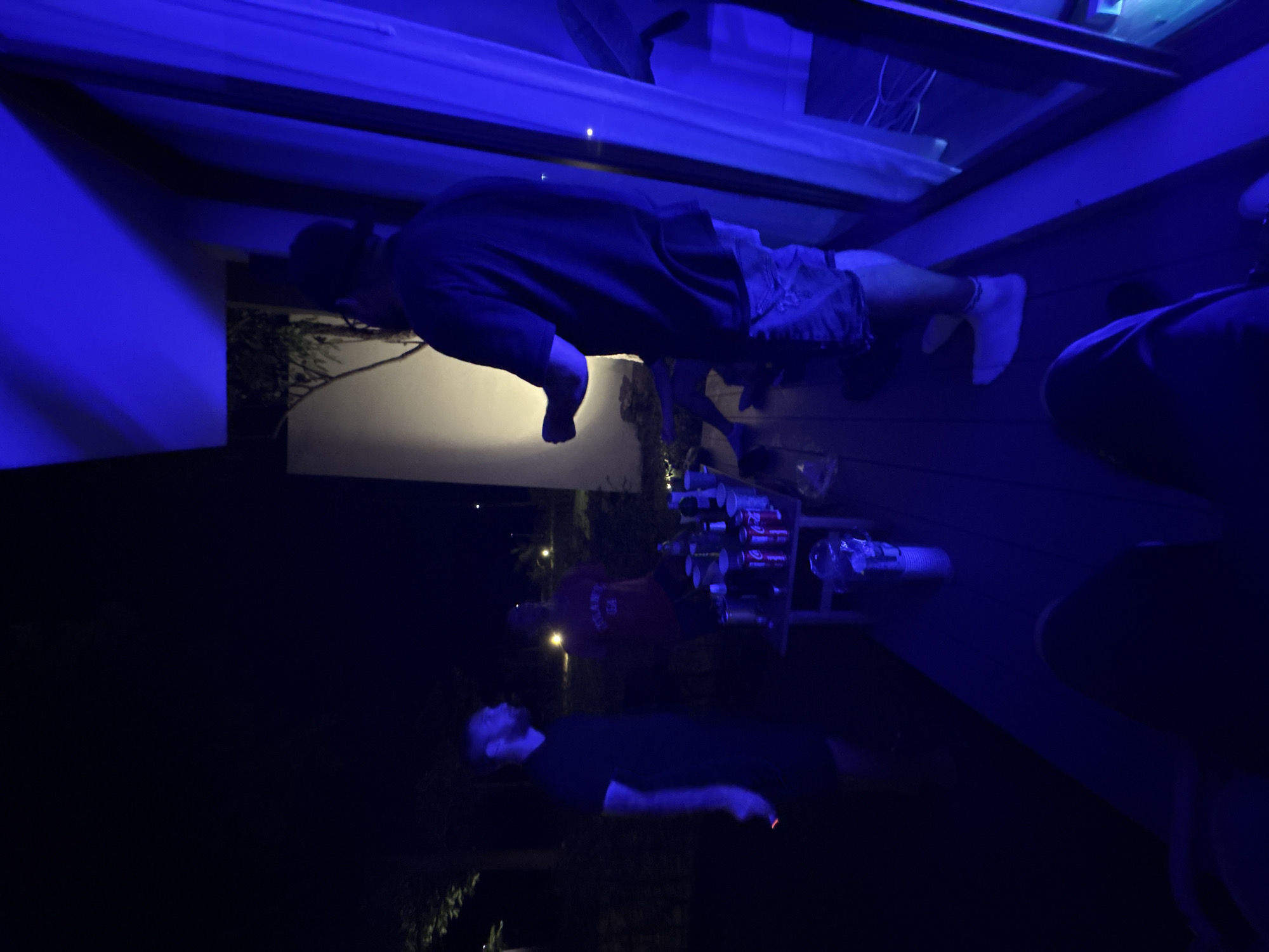 Blue-lit residential interior documented in Baan Plai Laem, Thailand