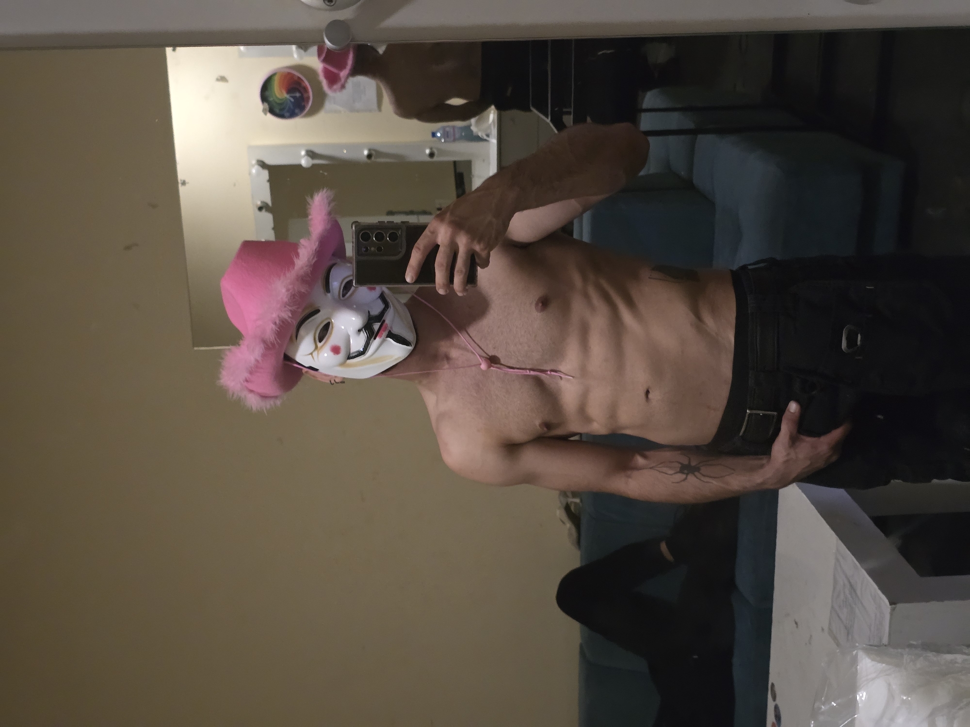 Masked individual takes mirror selfies in Plovdiv dressing room