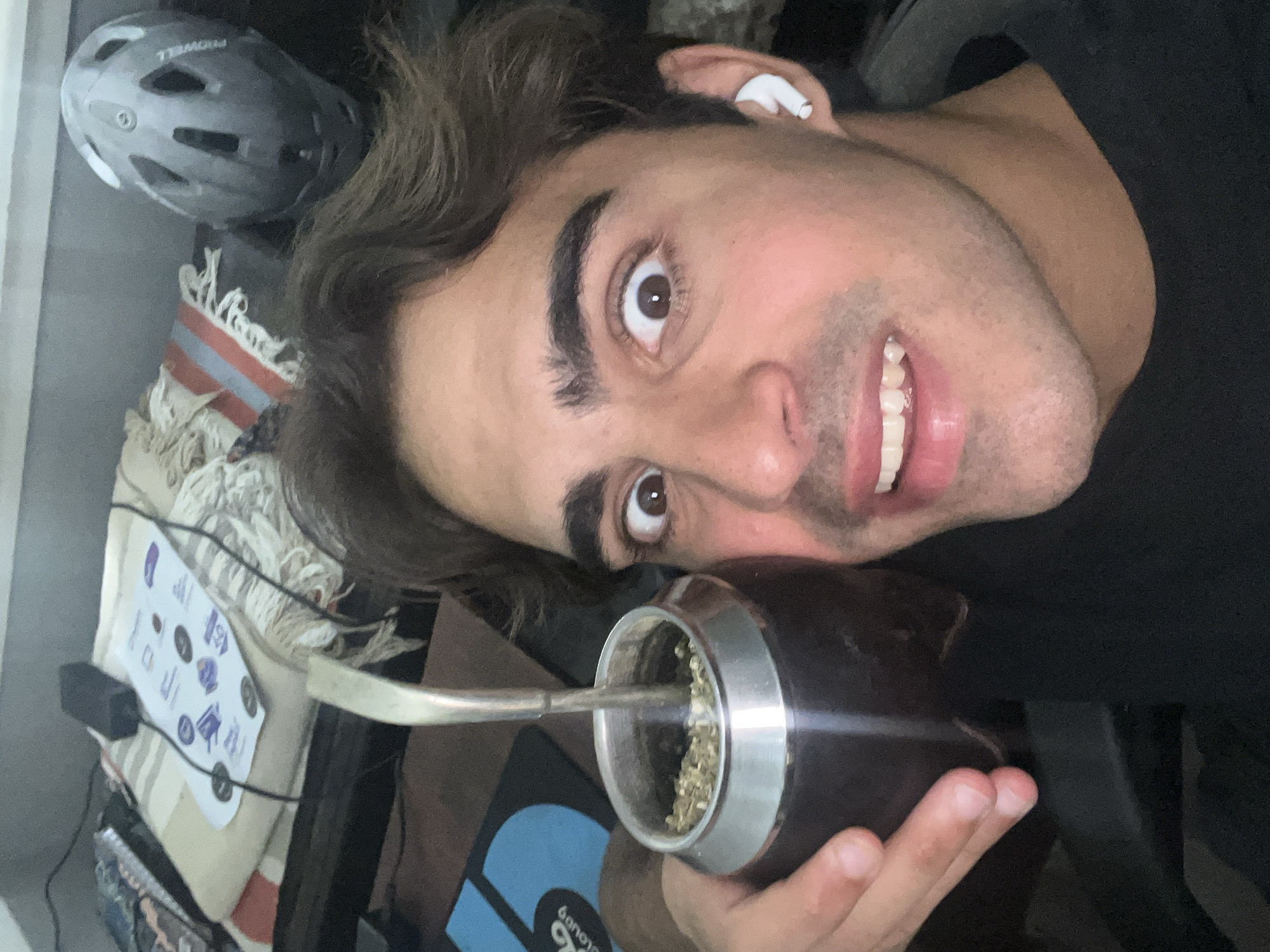 Man drinks traditional mate in Avellaneda, Argentina