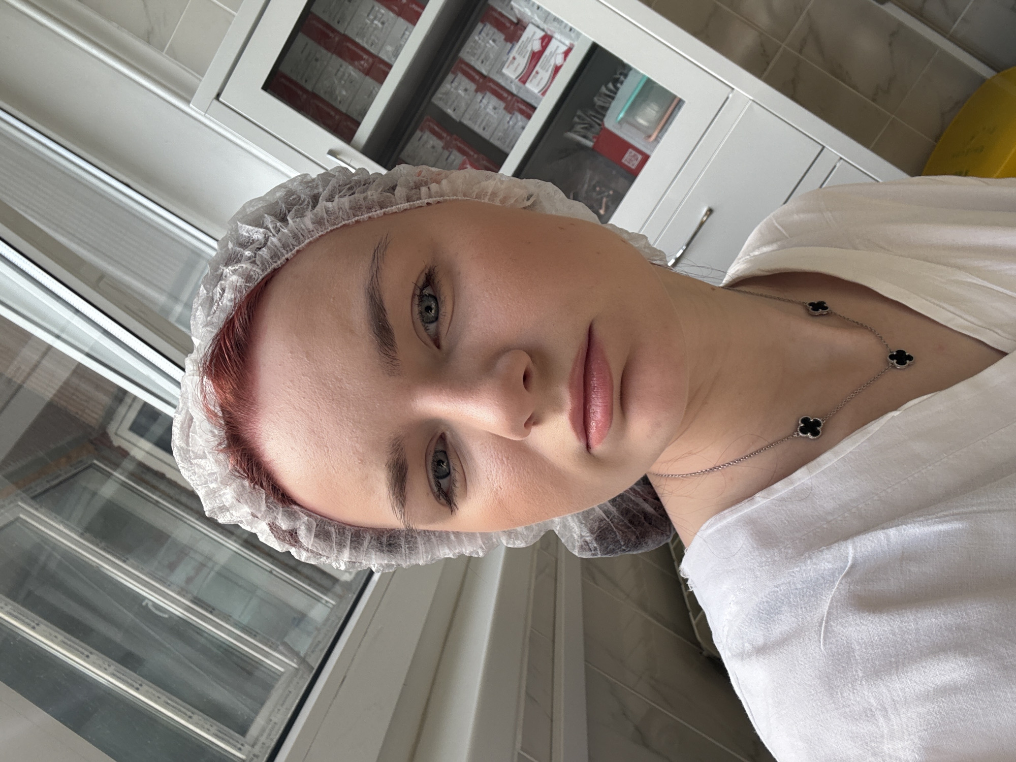 Woman documents early morning medical facility visit in Saint Petersburg
