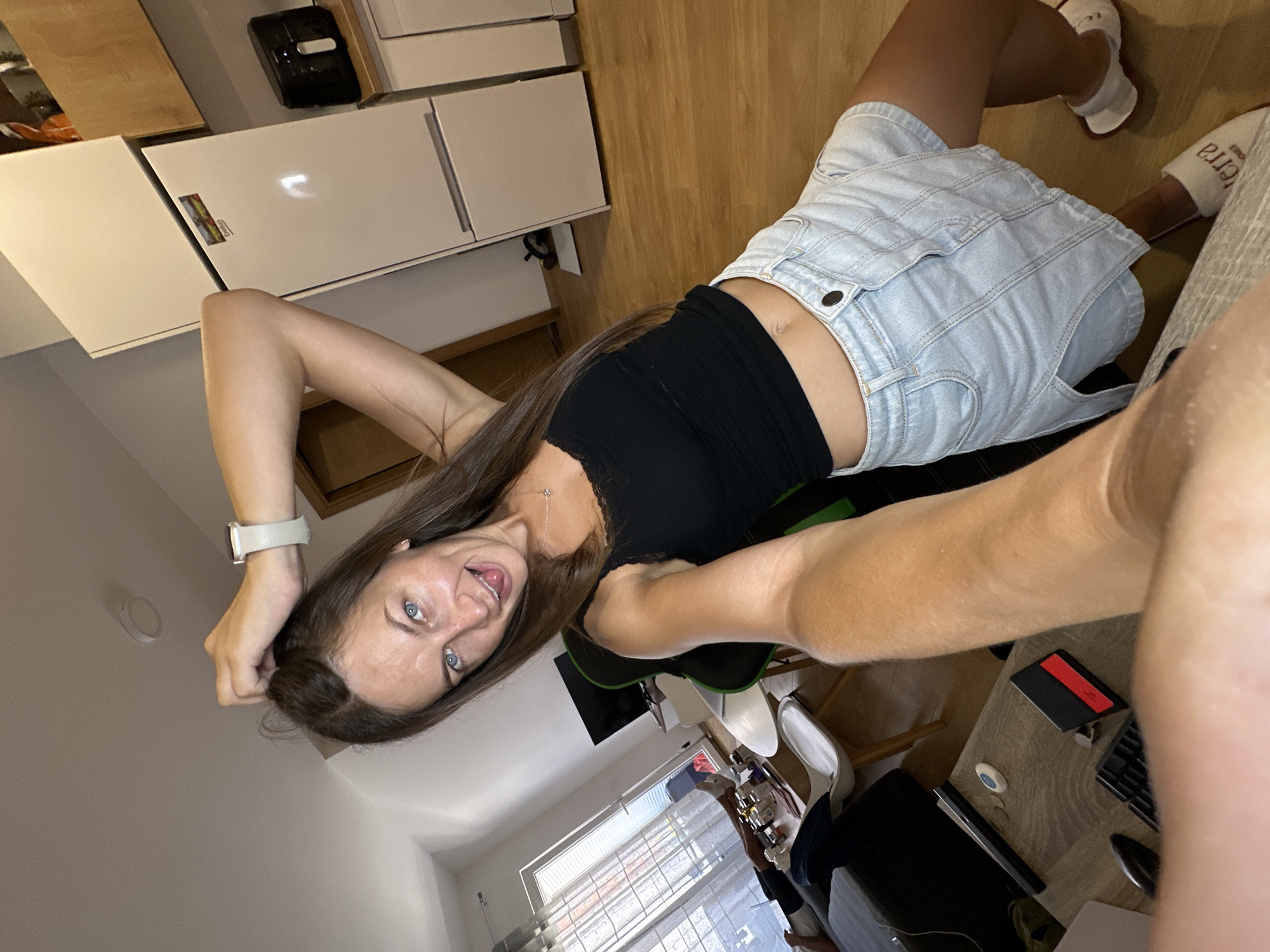 Afternoon selfie session in a Montenegro home, gaming chair included