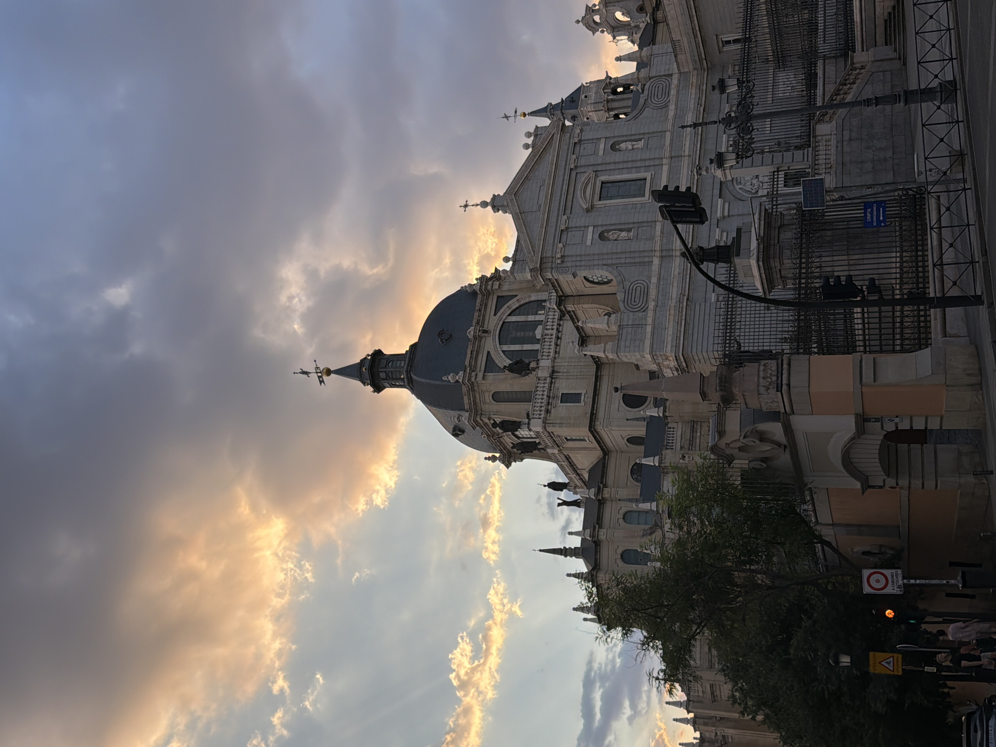 Almudena Cathedral at golden hour, Madrid
