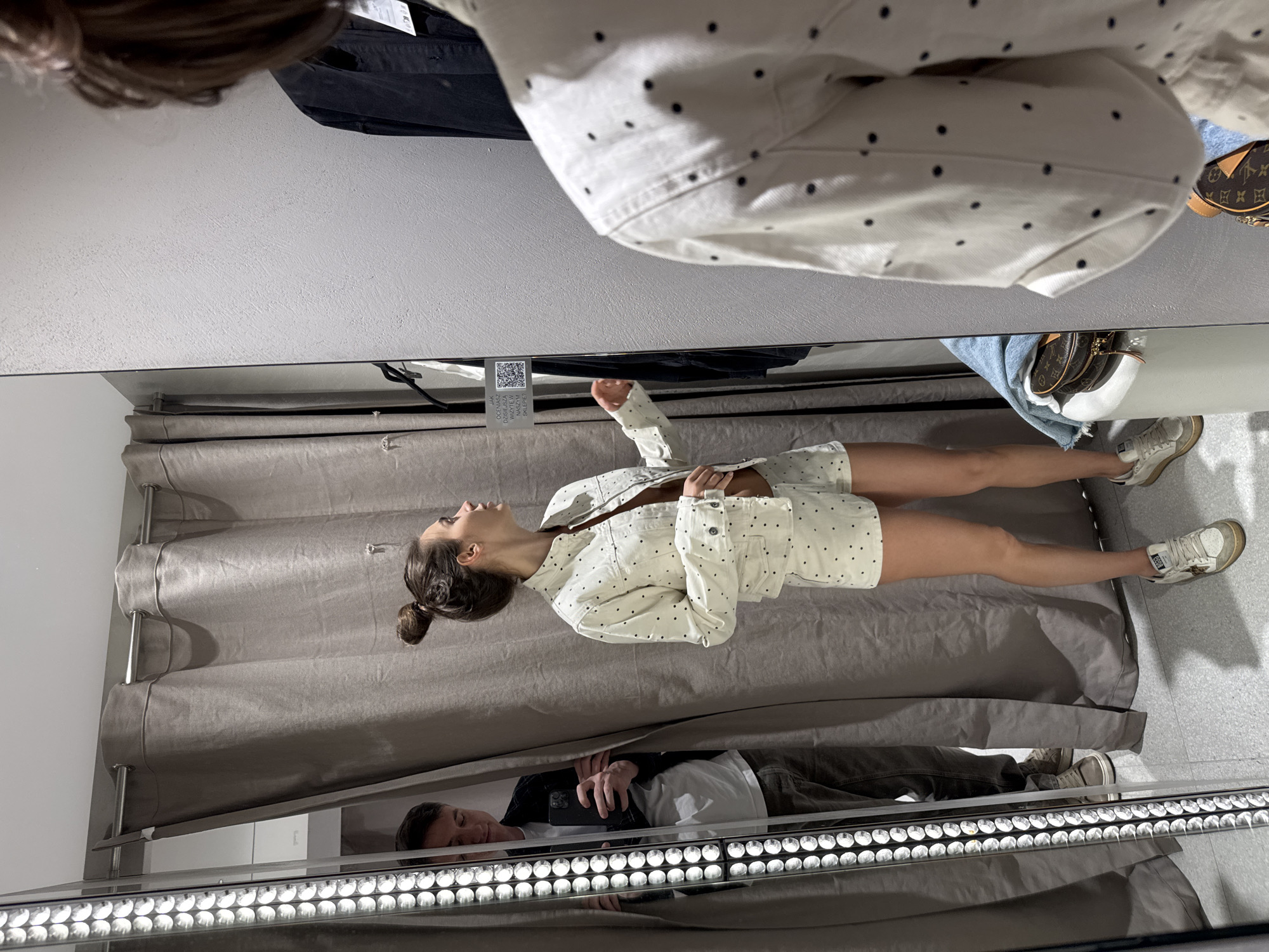 Routine clothing store shopping activity documented across fitting rooms