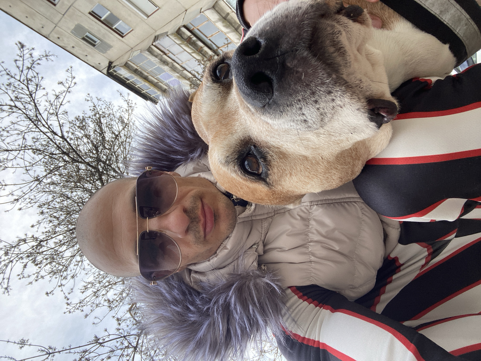 Man documents morning routine with dog in Pleven, Bulgaria