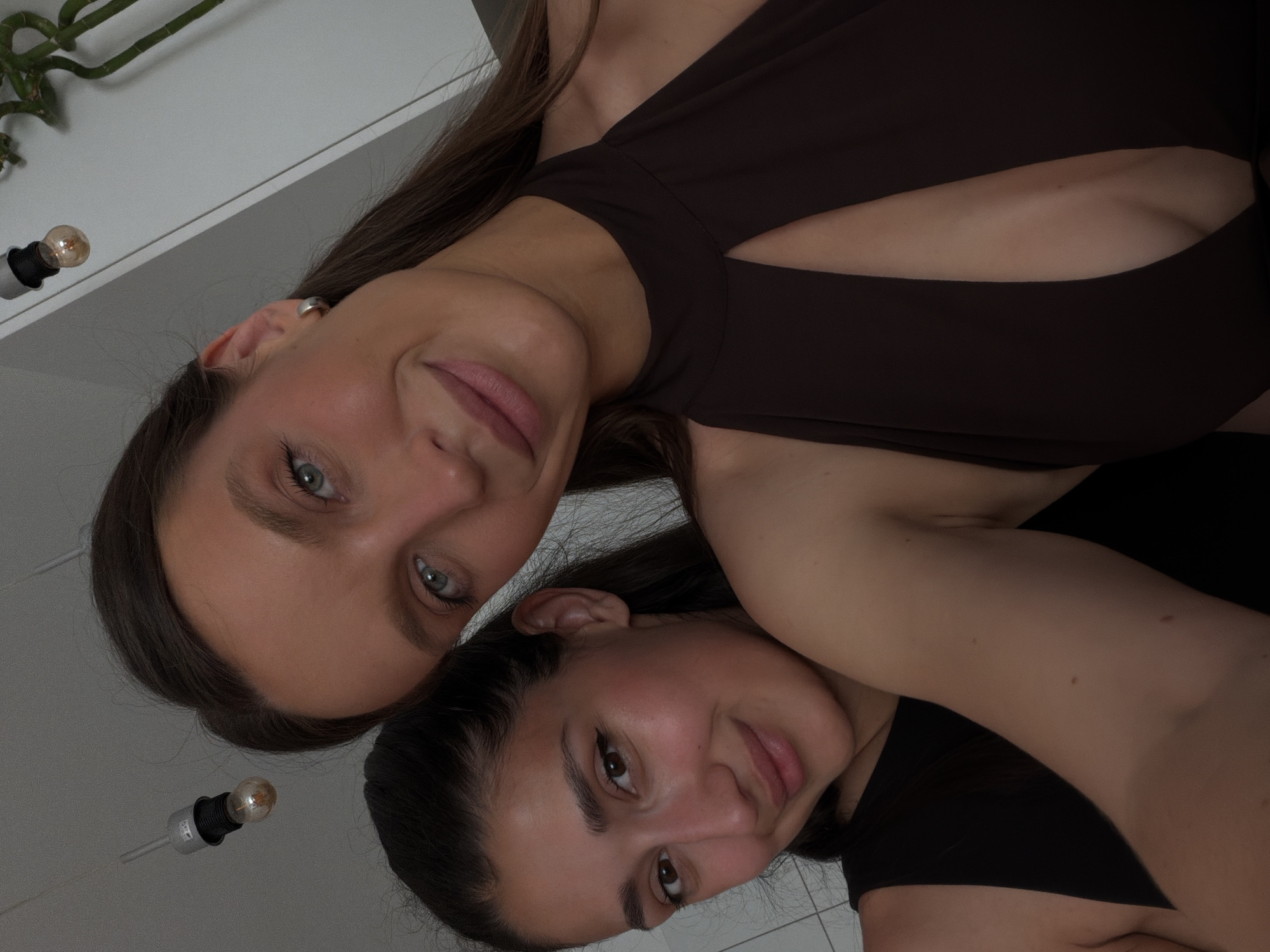 Young women take selfies in Budva residences and elevator