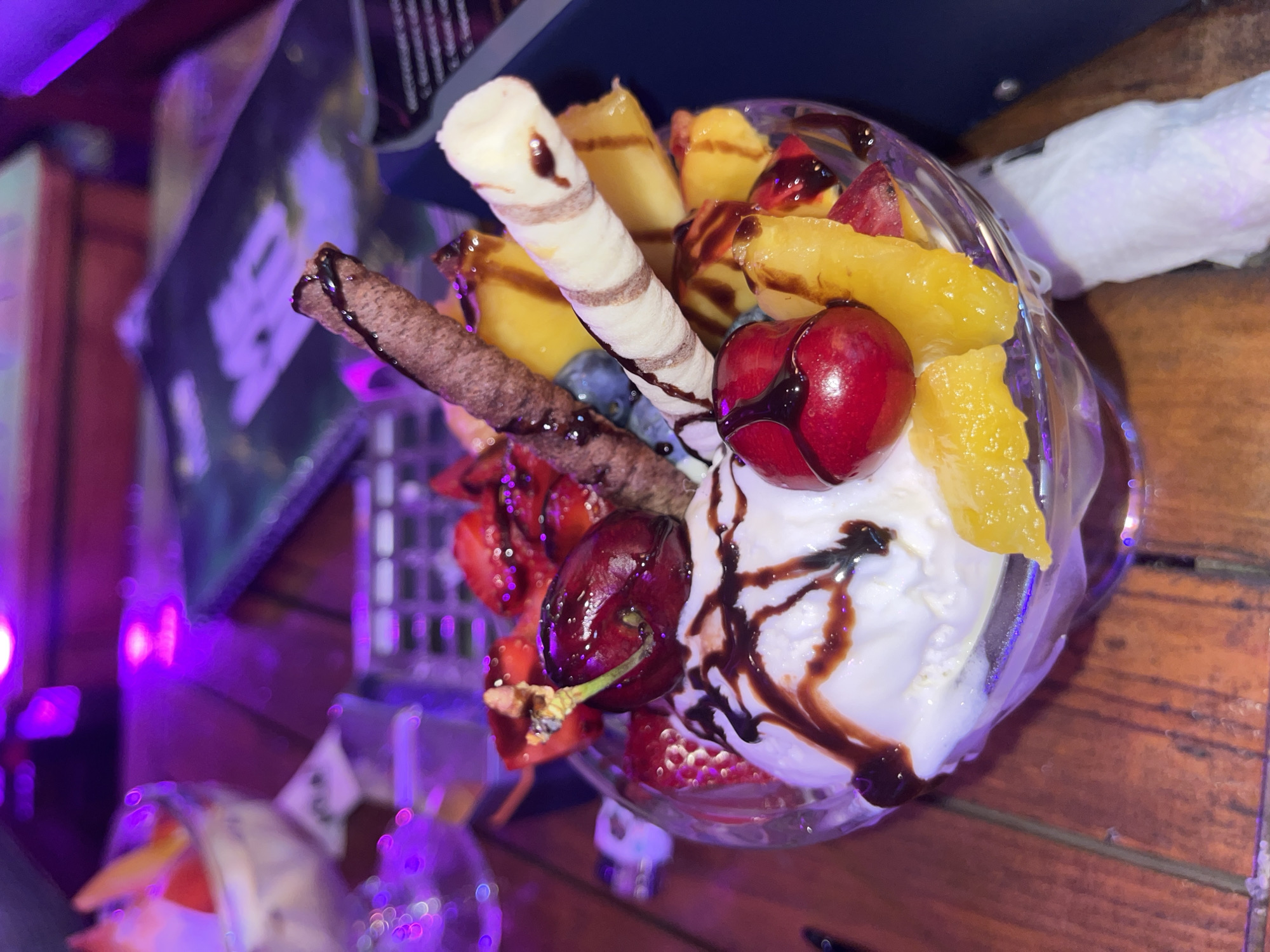Ice cream sundaes at a Kardzhali cafe, Bulgaria