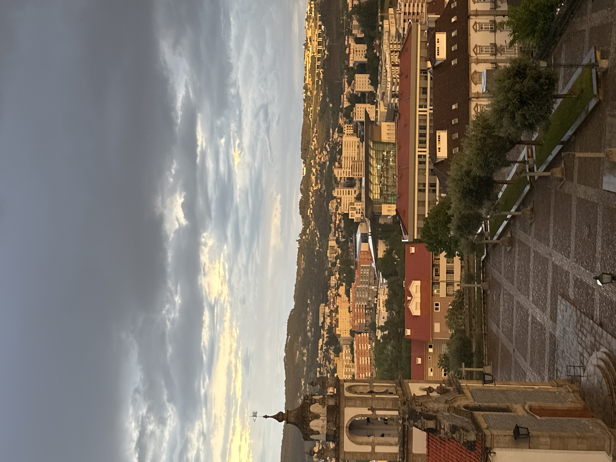 Aerial views document Vila Real at dusk