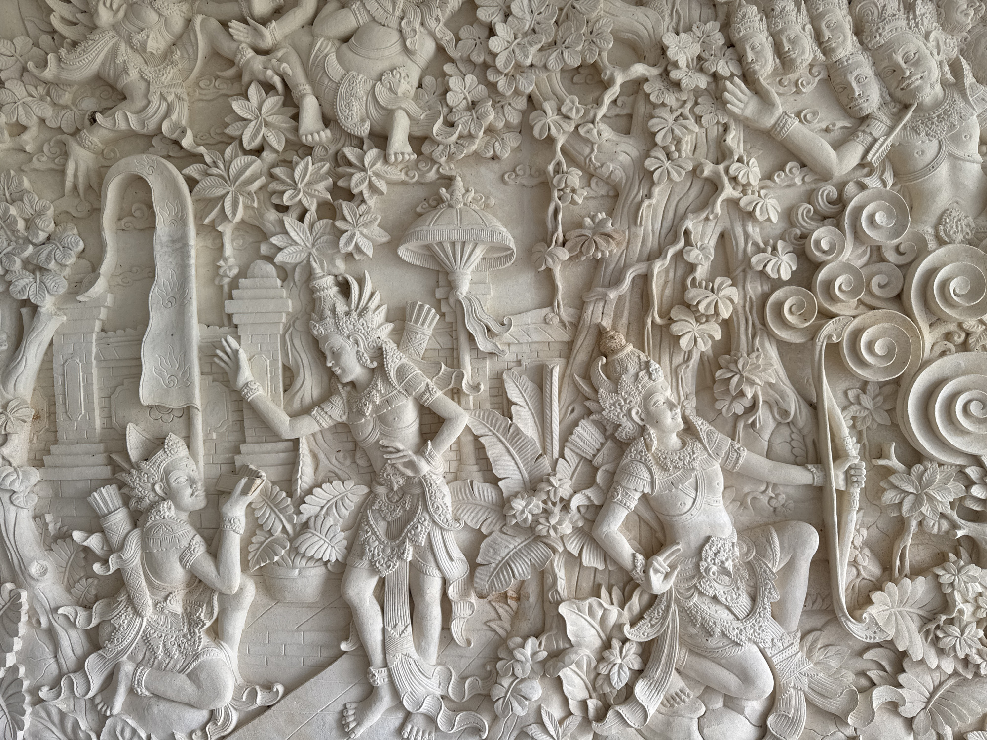 Stone sculptures and bas-relief artwork documented in Banjar, Indonesia