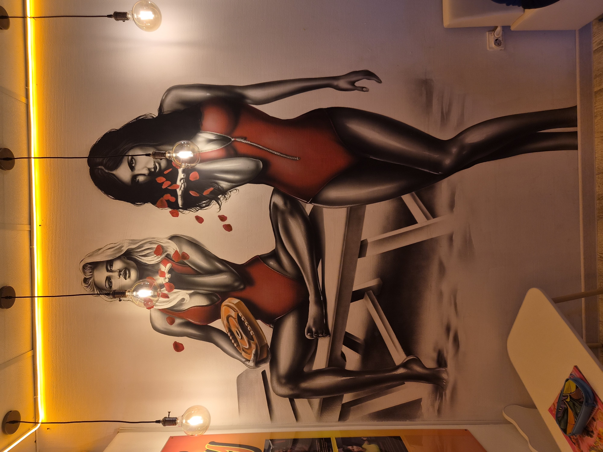 Car interior and mural documented in Sochi