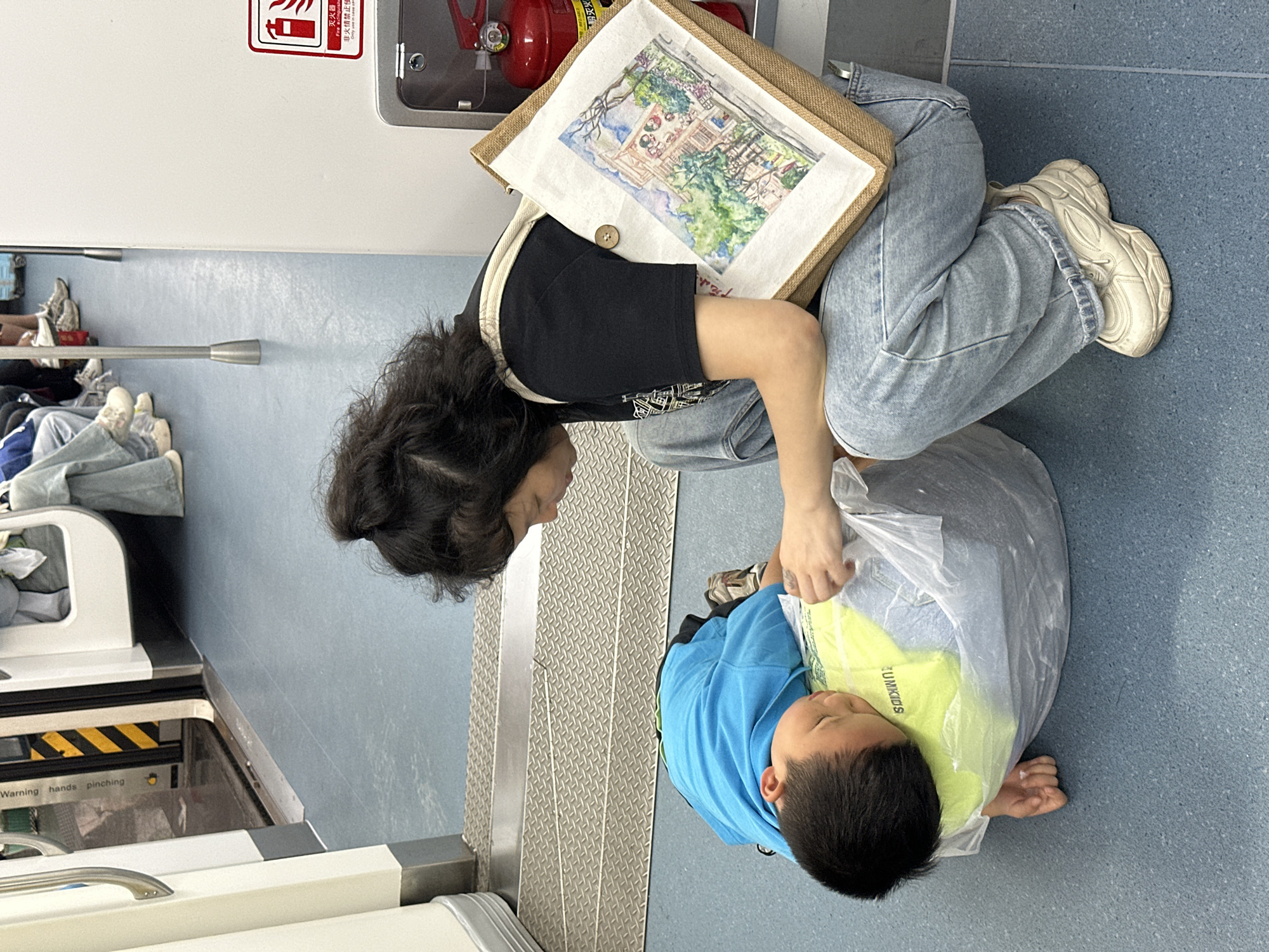 Morning commuters observed on subway car during rush hour