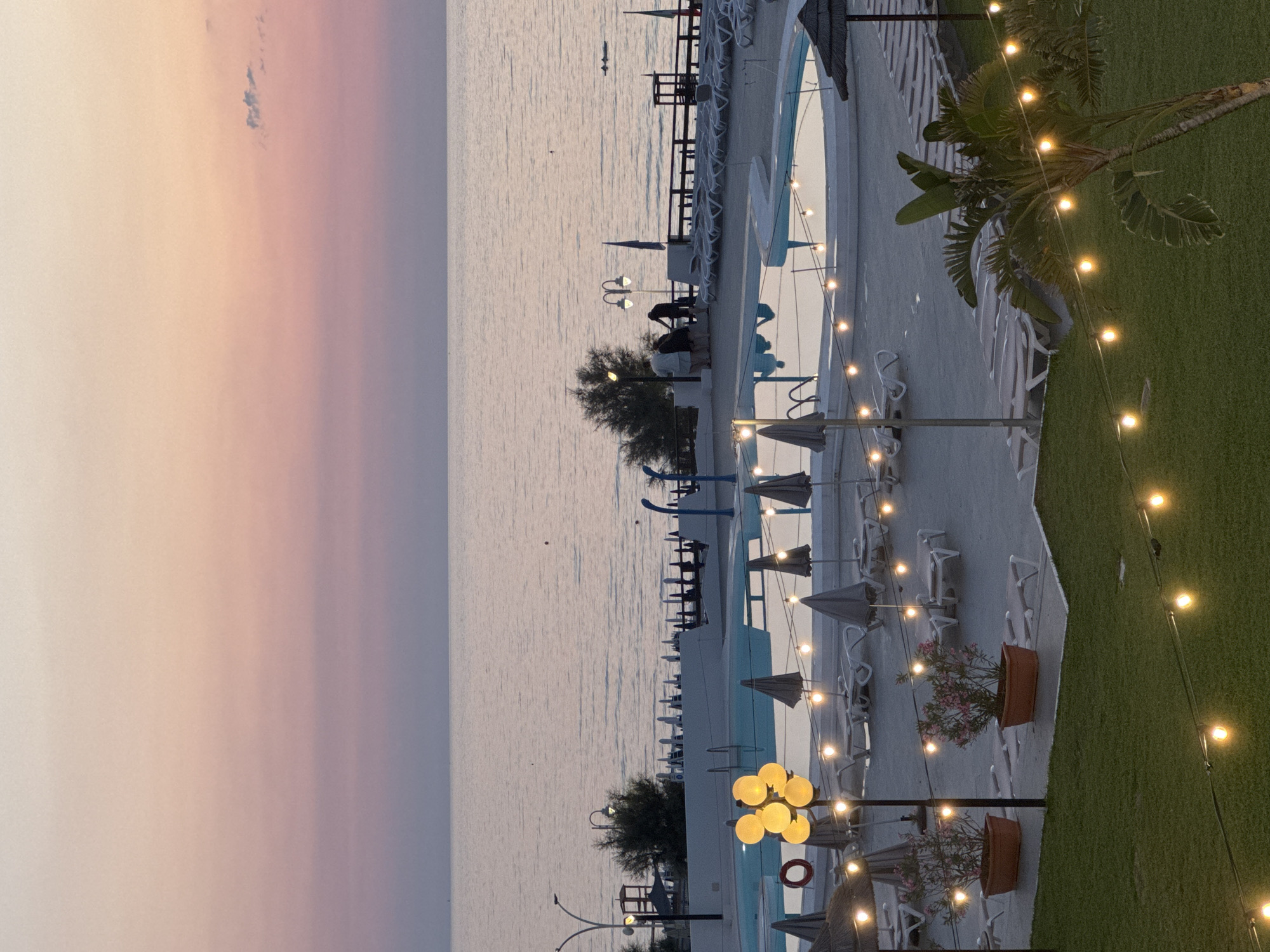 Seaside wedding reception at sunset, Isola delle Femmine