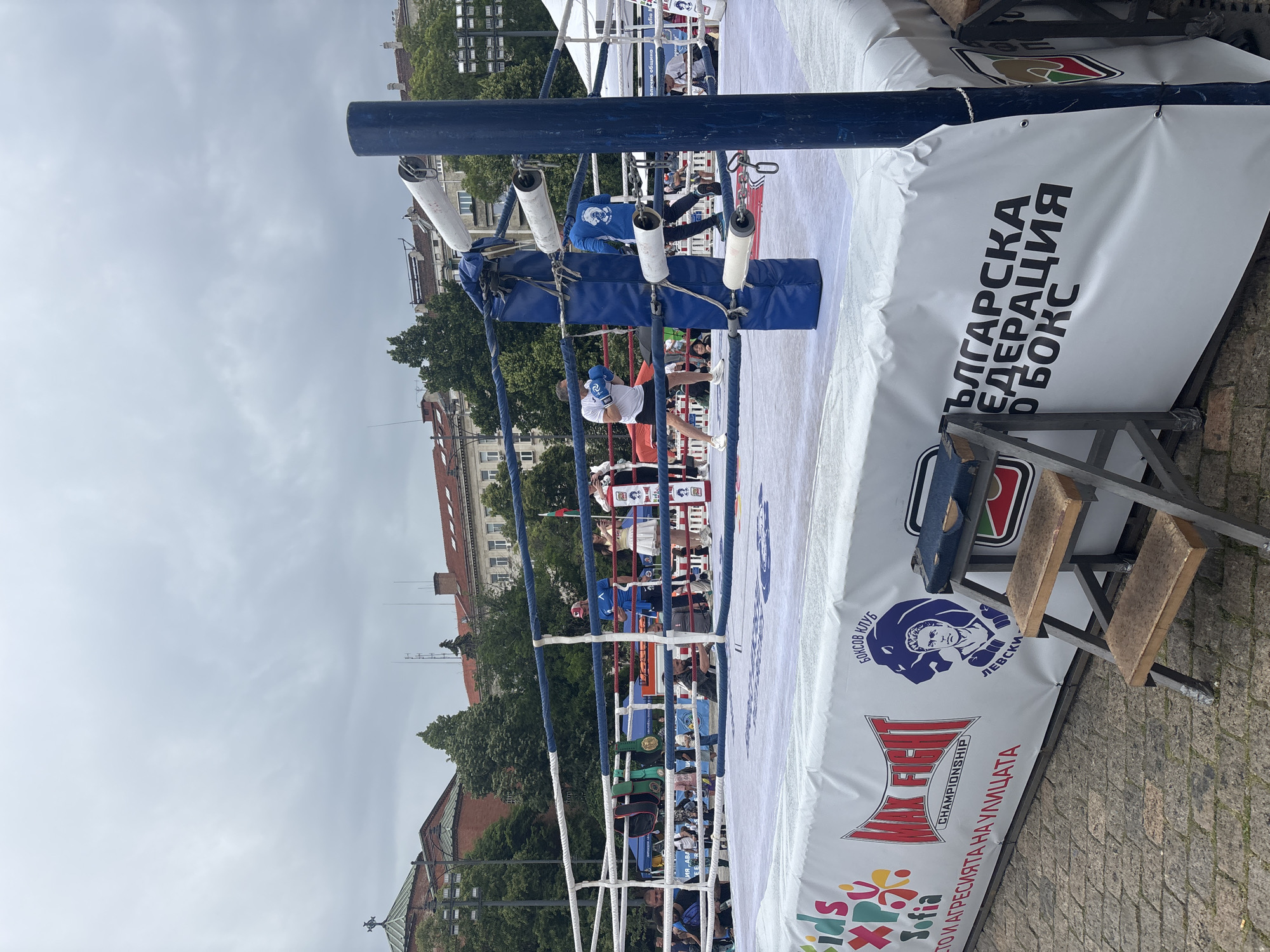 Outdoor boxing sparring session observed in Sofia city center