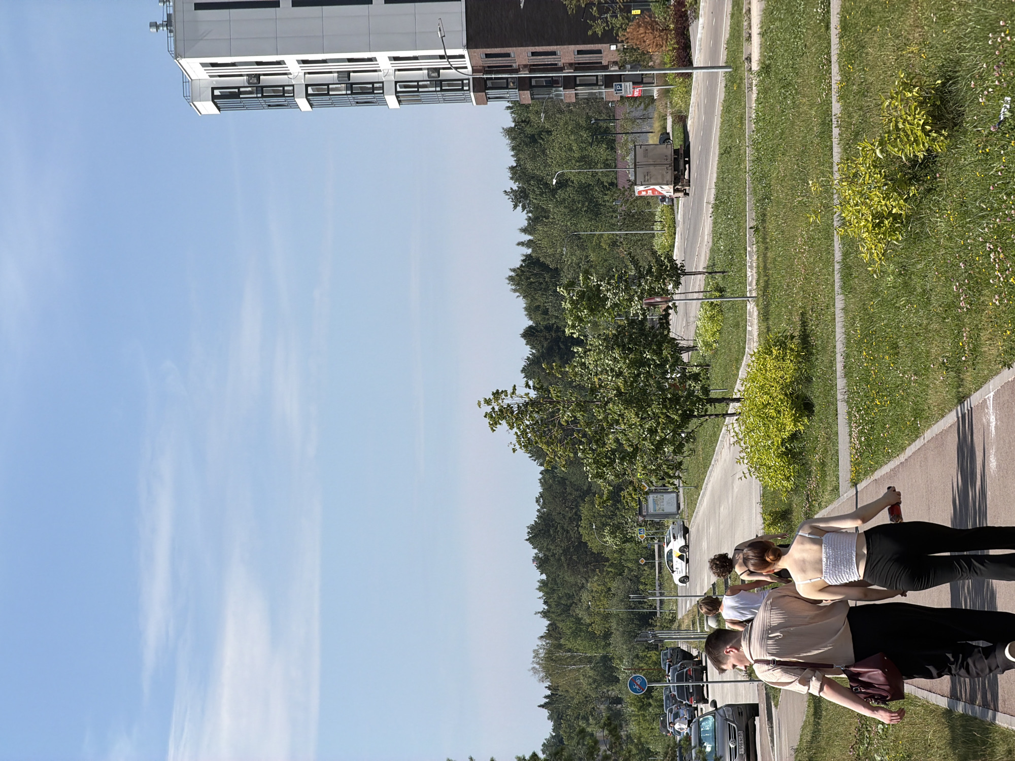 Summer stroll near a Perm commercial district with inflatable fairground