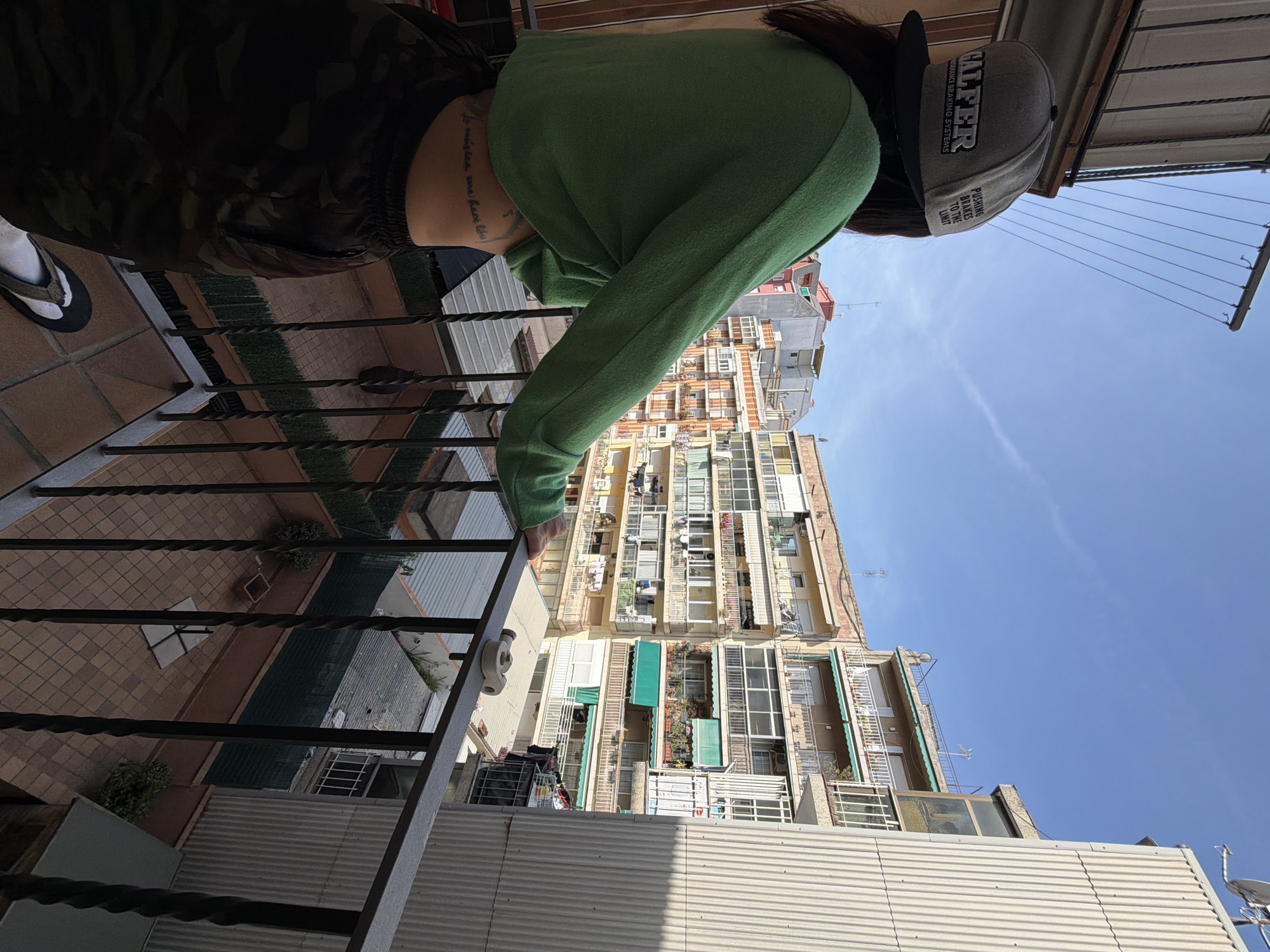 Sunday morning balcony scenes captured in Granollers residential area