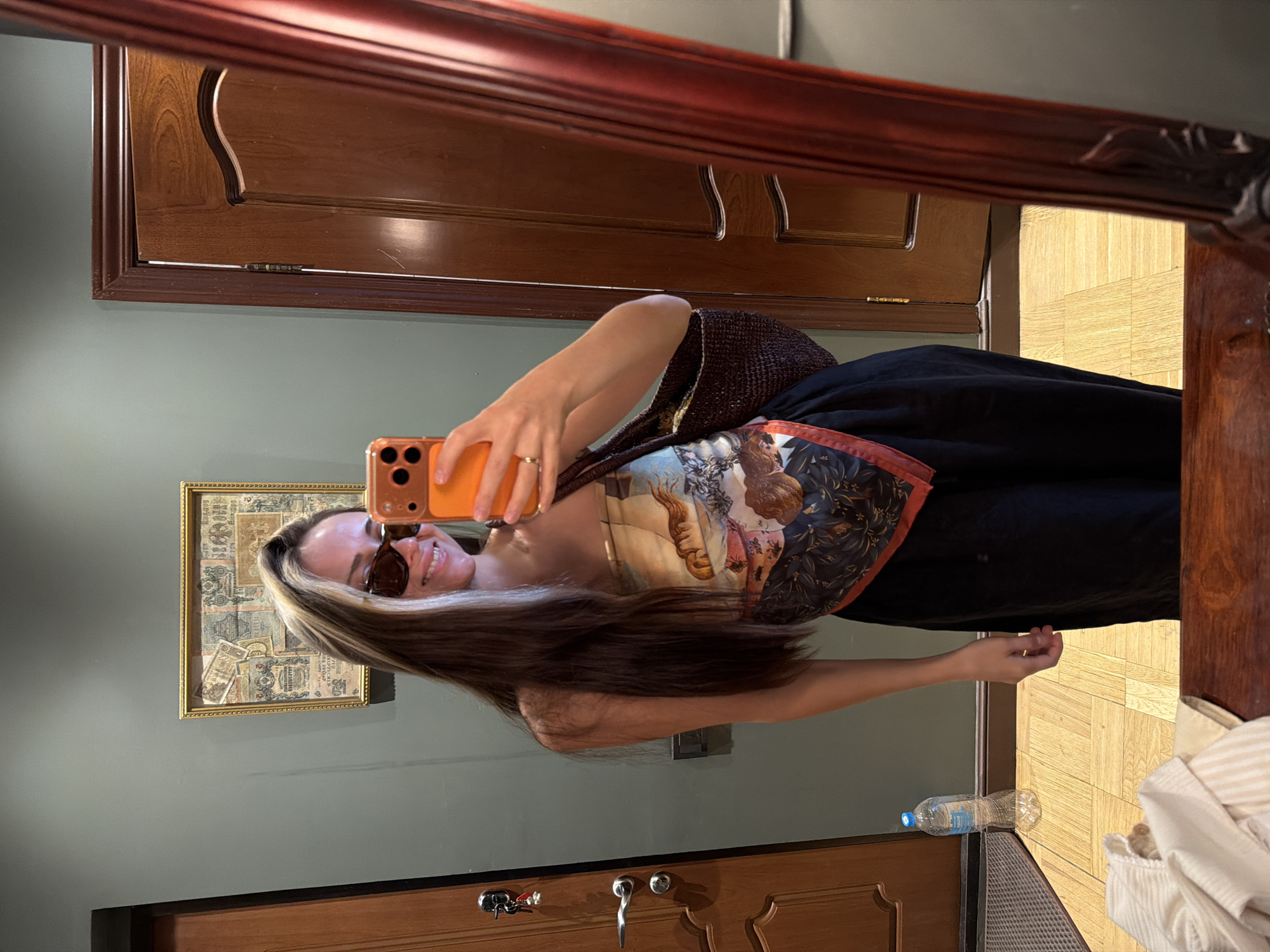 Woman takes early morning selfies in Khimki locations