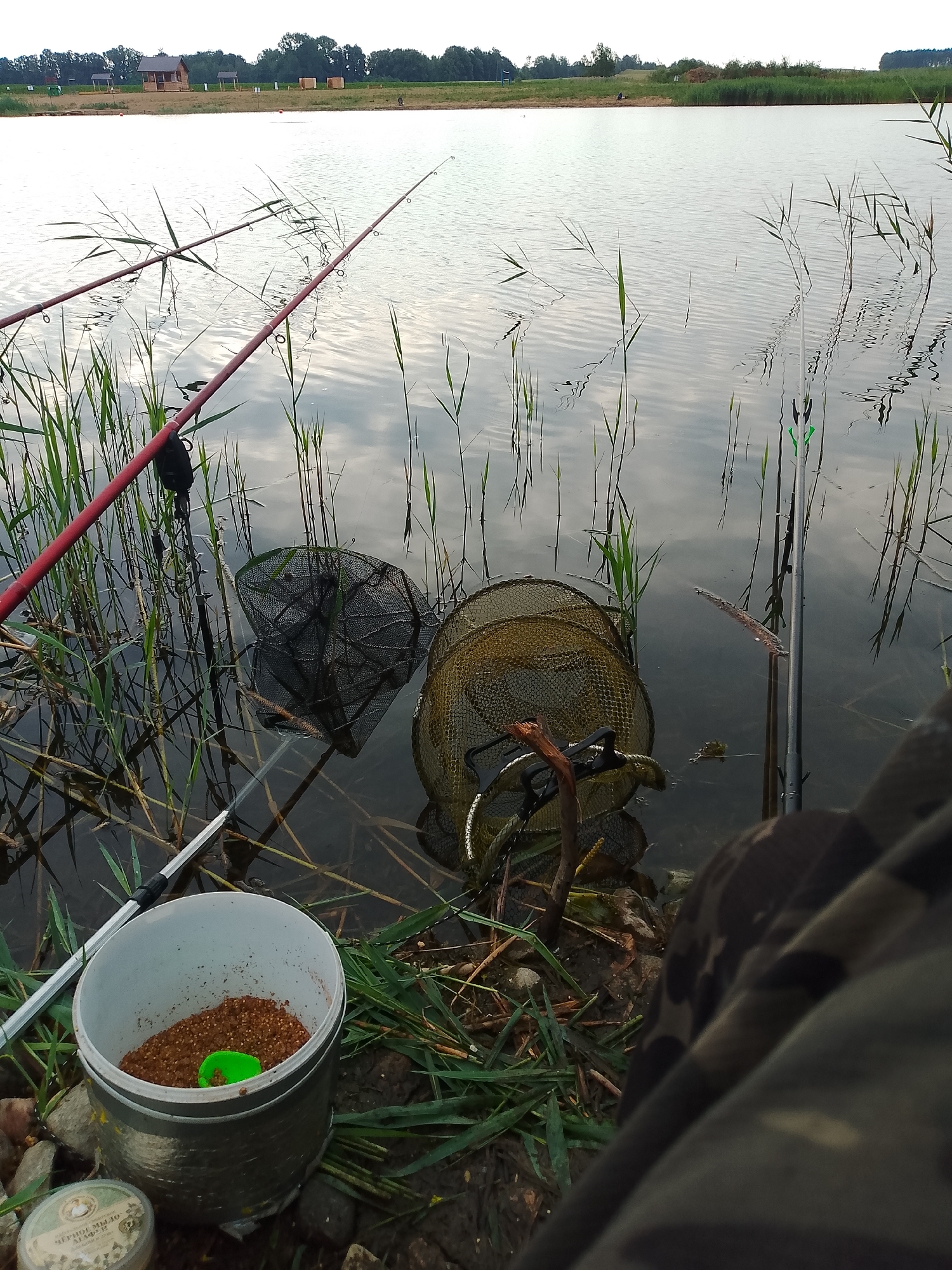 Early morning fishing at a rural Belarusian lake