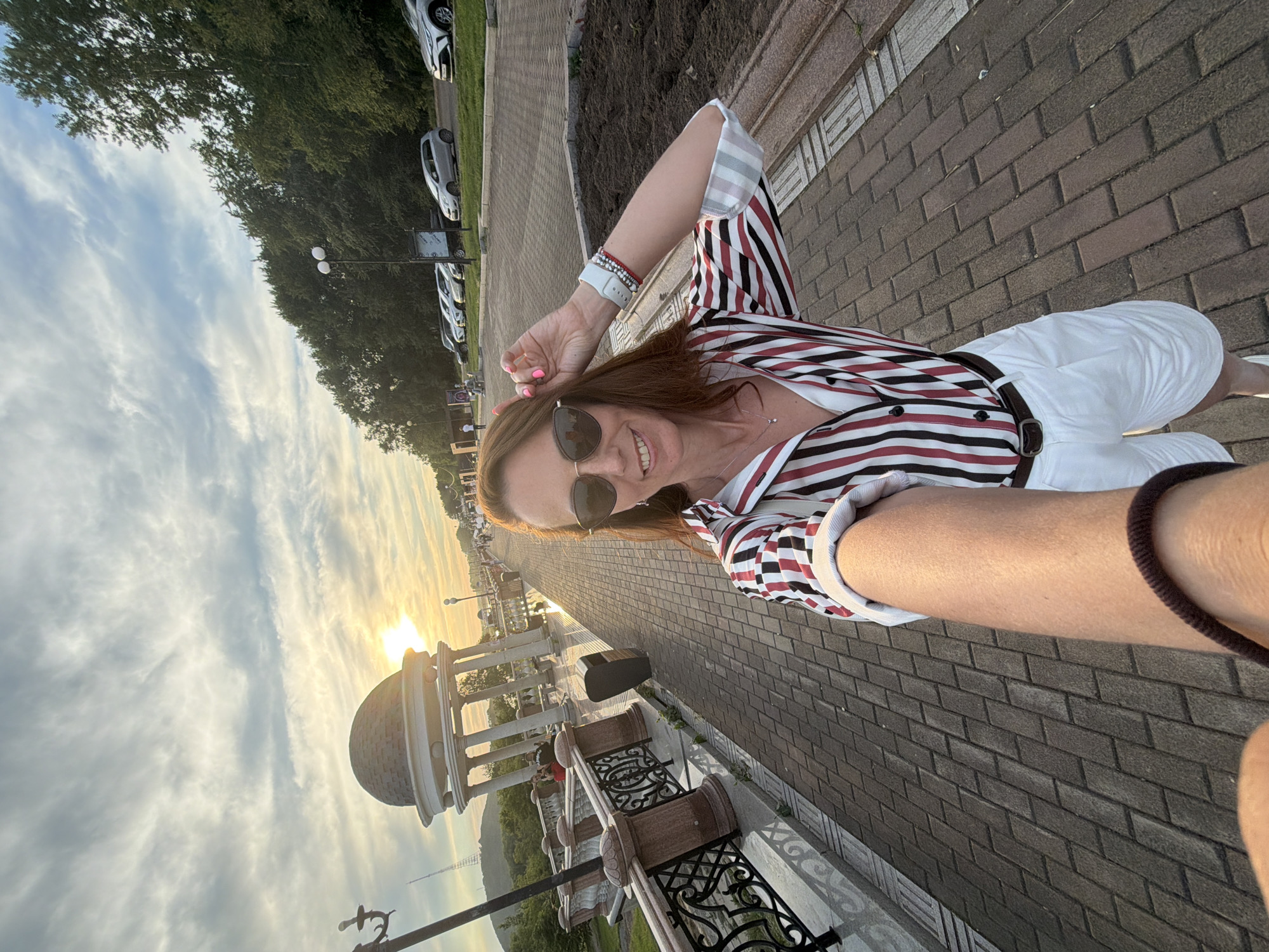 Sunset evening on Birobidzhan's riverside promenade