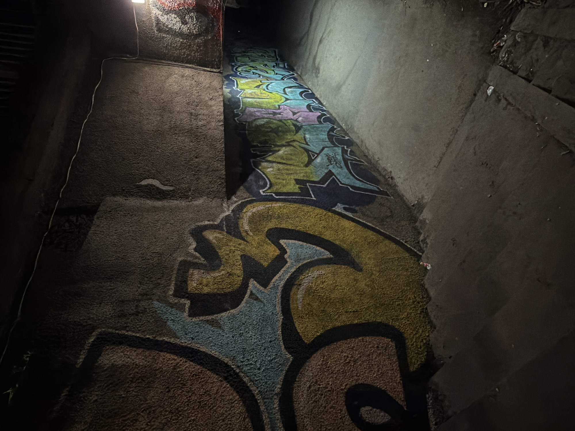 Nighttime photo walk documents Tbilisi memorials and street art