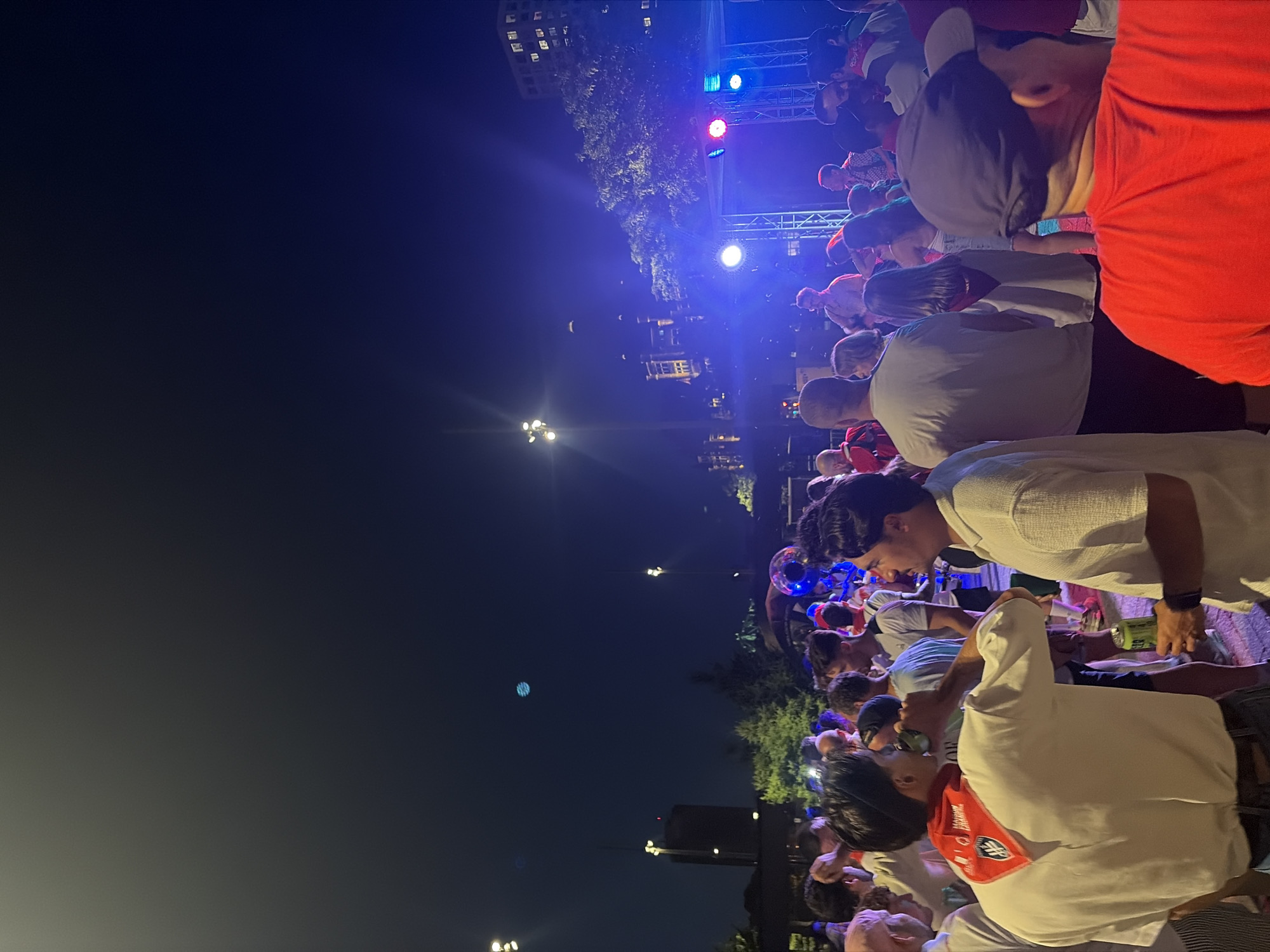 Live brass band gets Montreal crowd moving at night