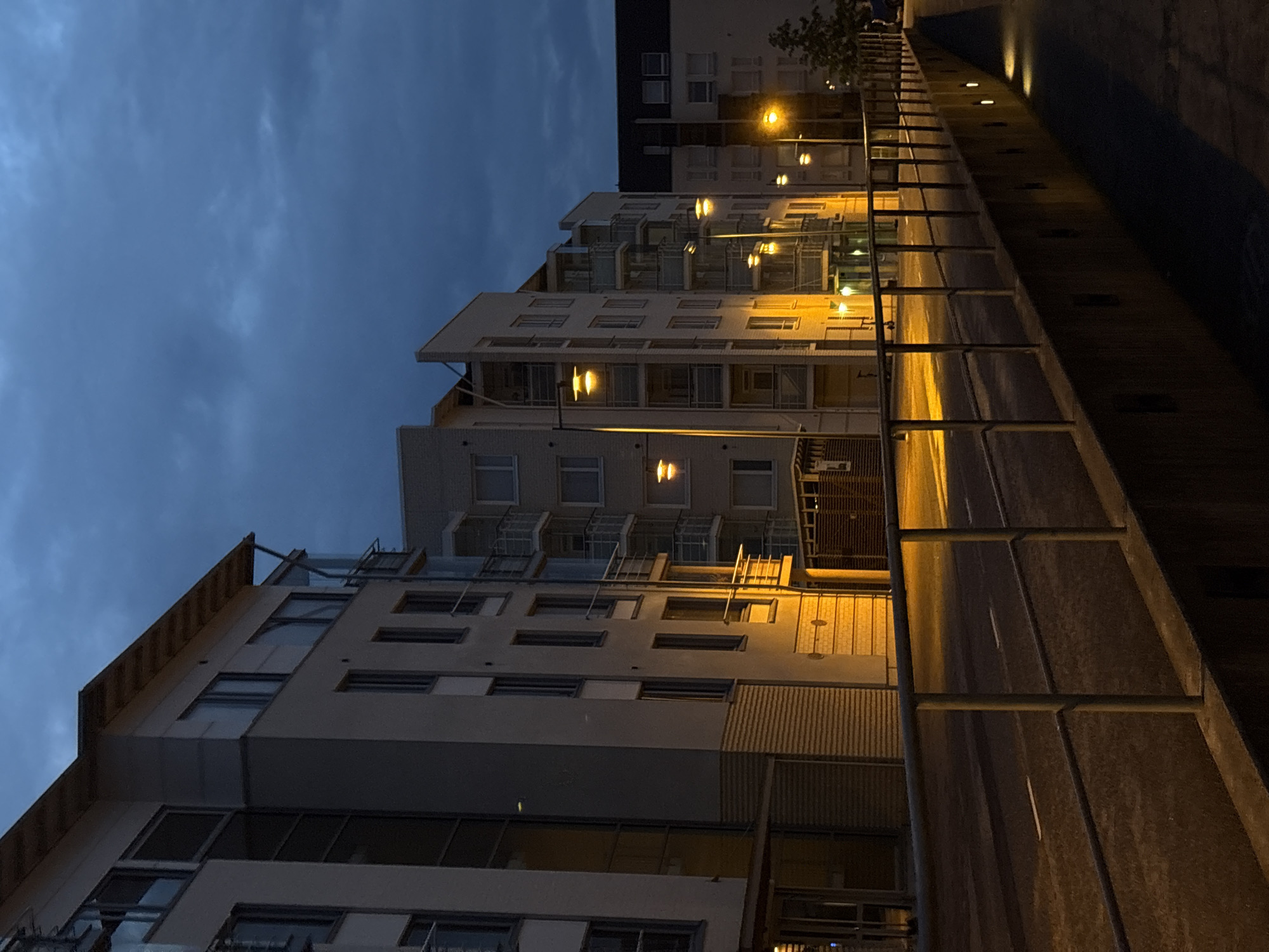 Pori streets at dusk, July evening