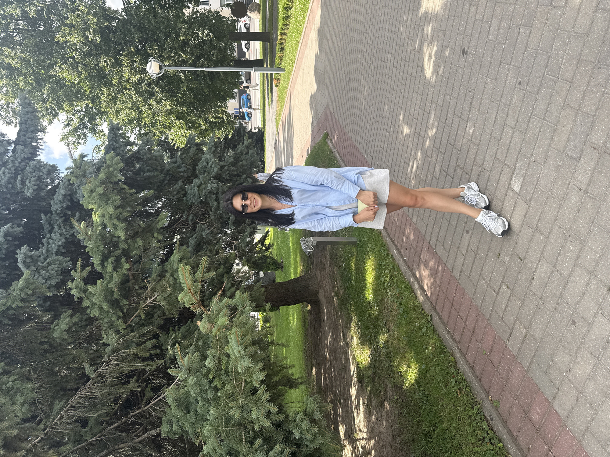 Strolling past public sculptures in a Mahilyow city park