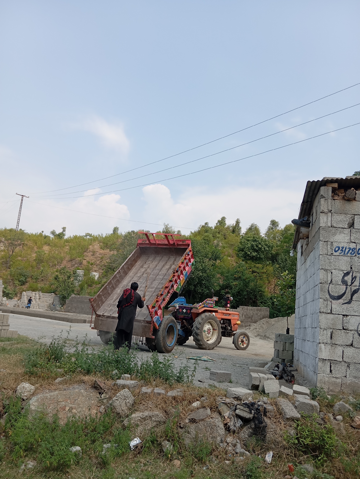 Rural roadside shops and agricultural scenes with product displays