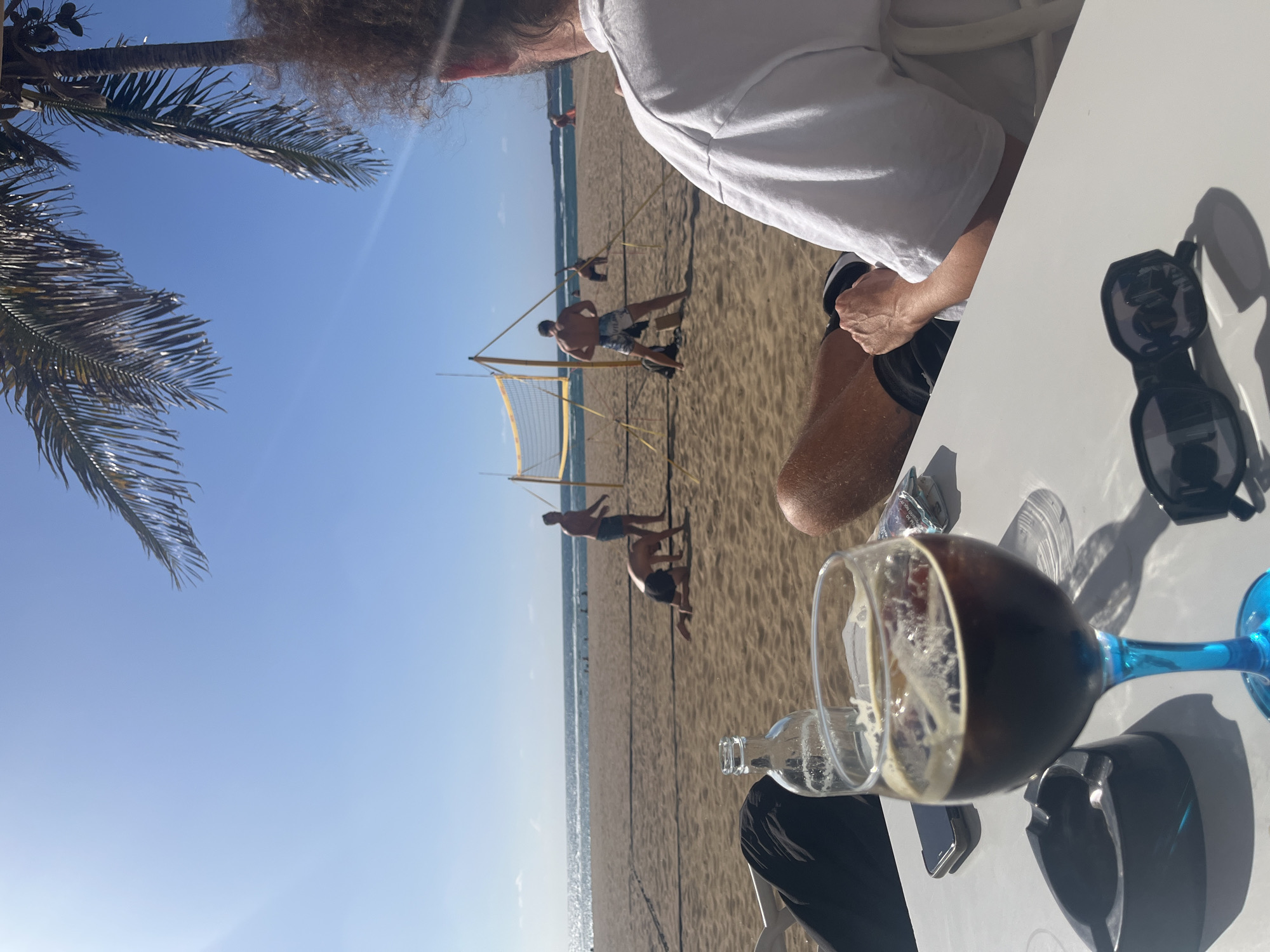 Beach volleyball game underway in Las Palmas de Gran Canaria