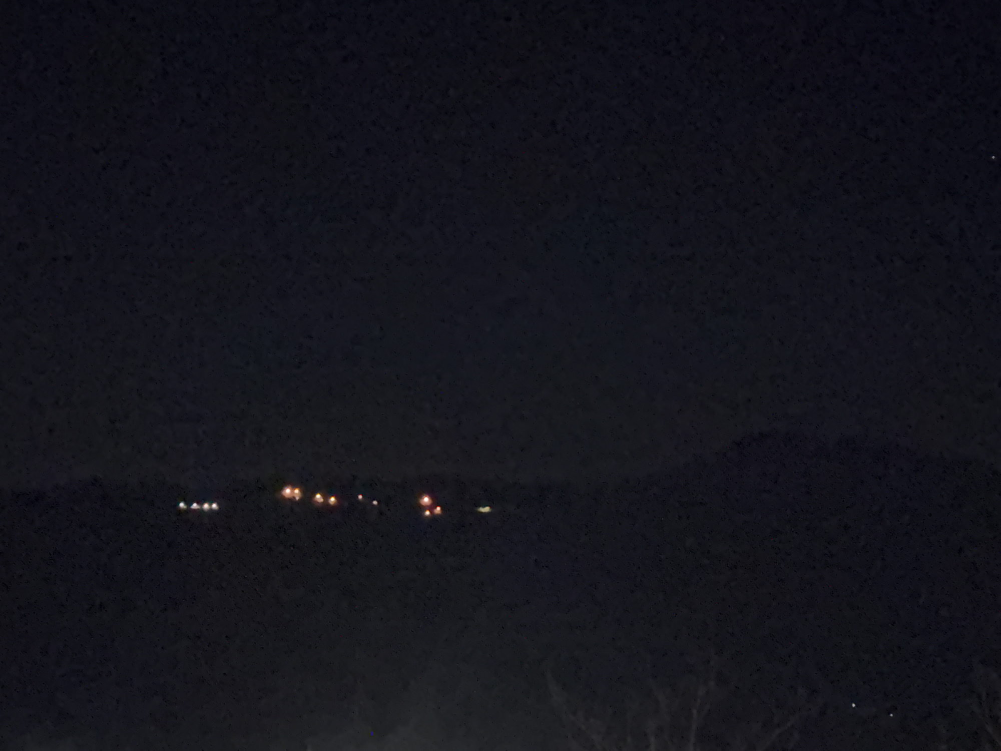 Night lights observed across Sandanski hillside, Bulgaria